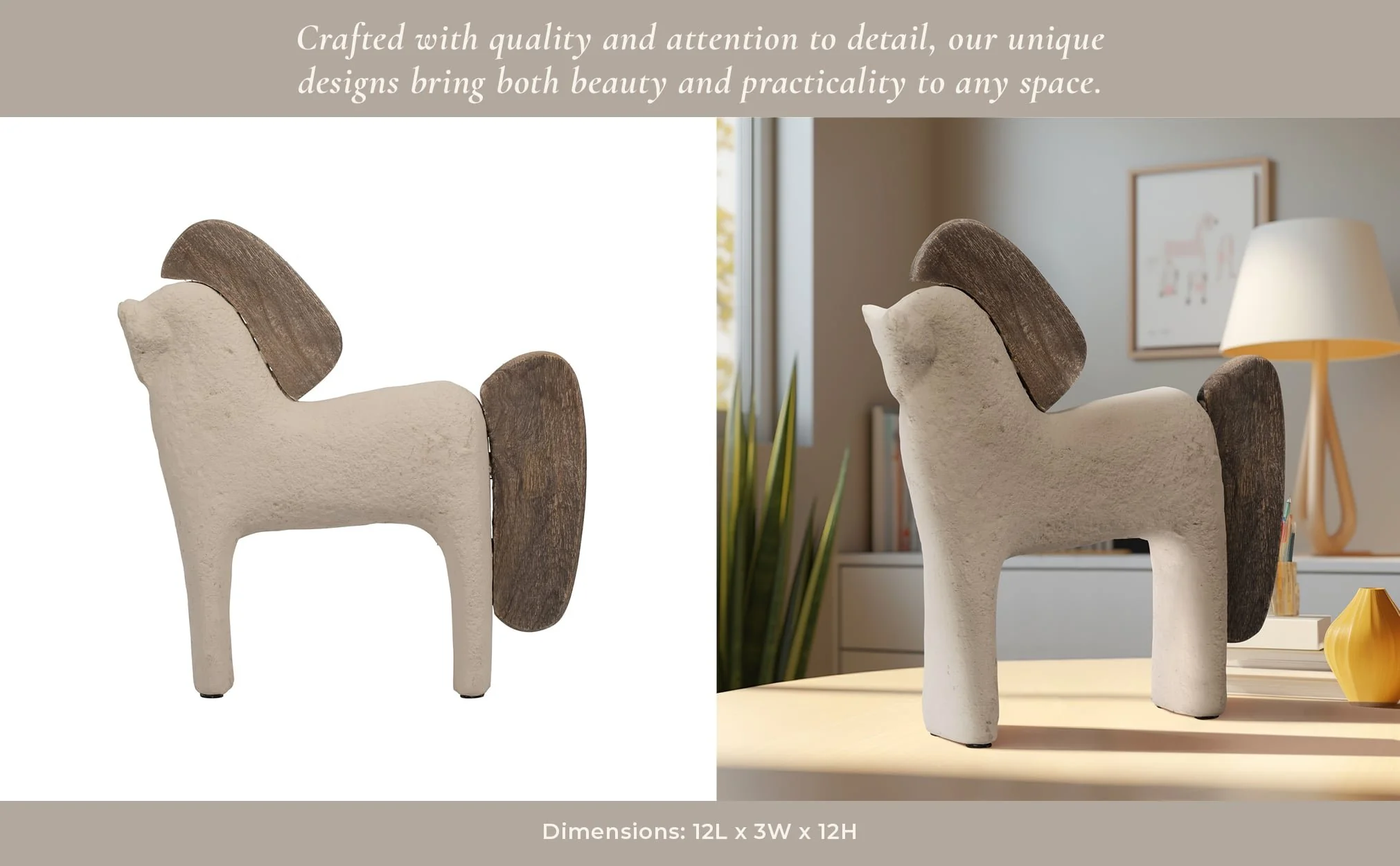 Ecomix, 12" Horse Deco, Ivory - Image 12