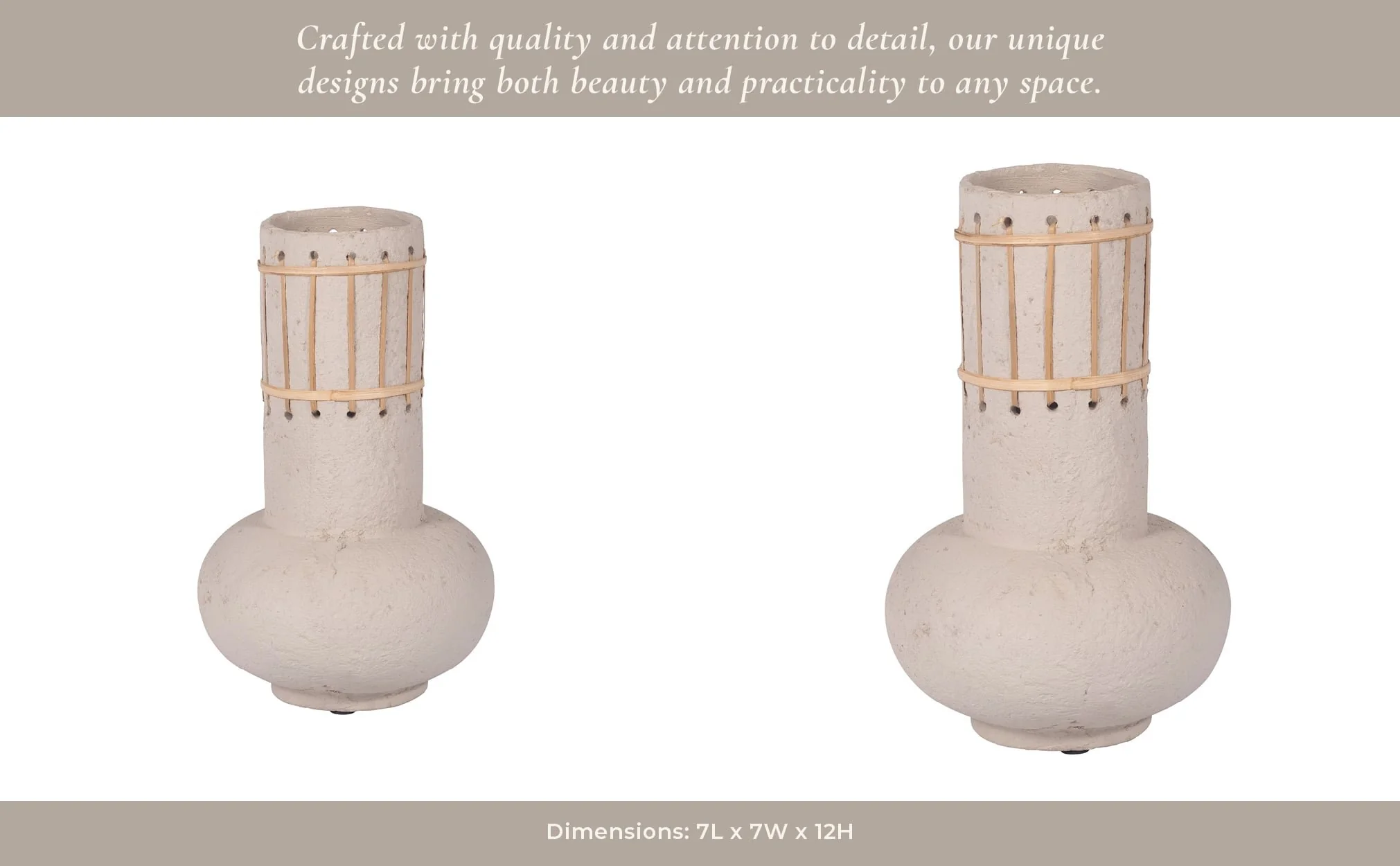 Ecomix, 12" Top Weave Nomad Vase, Ivory - Image 11
