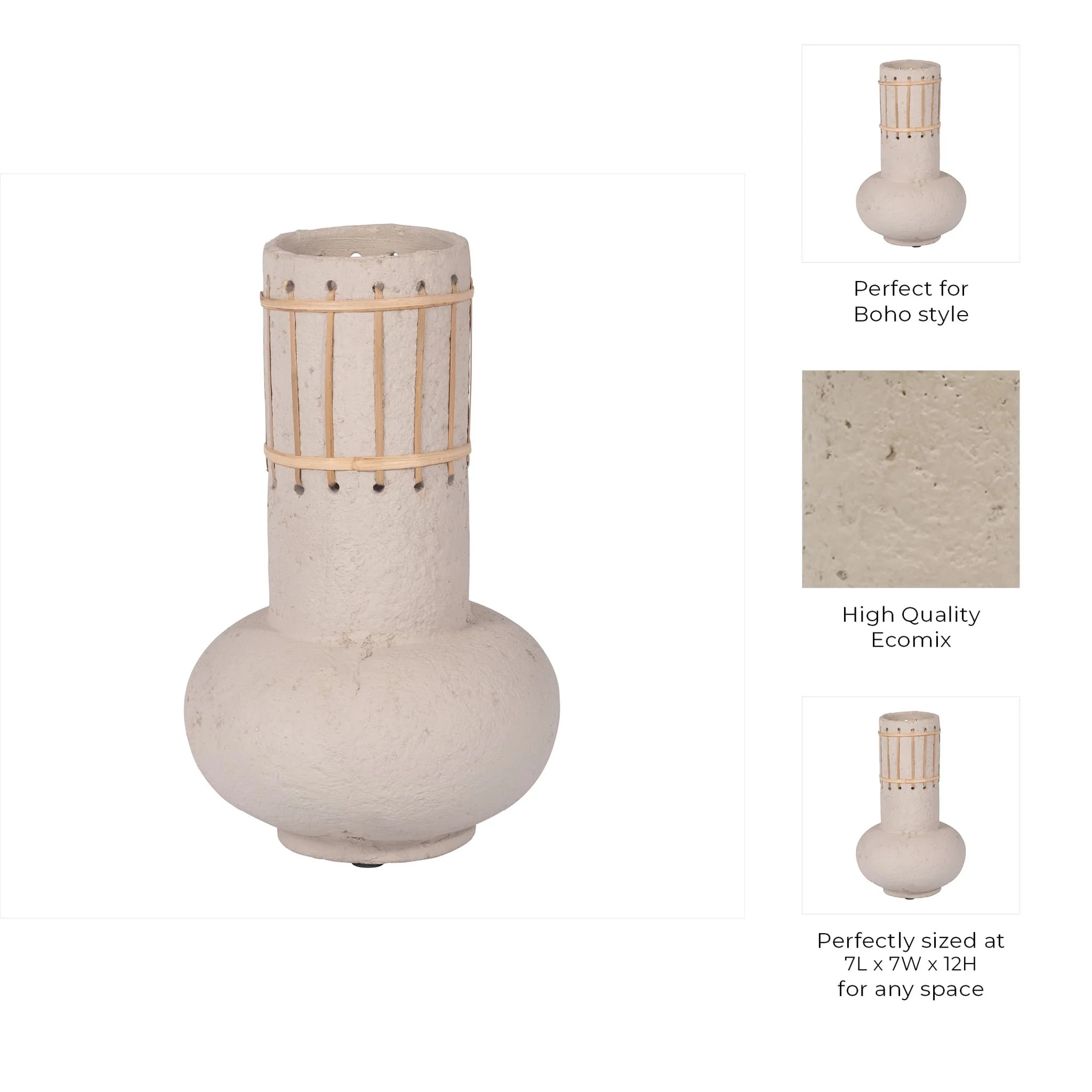 Ecomix, 12" Top Weave Nomad Vase, Ivory - Image 9