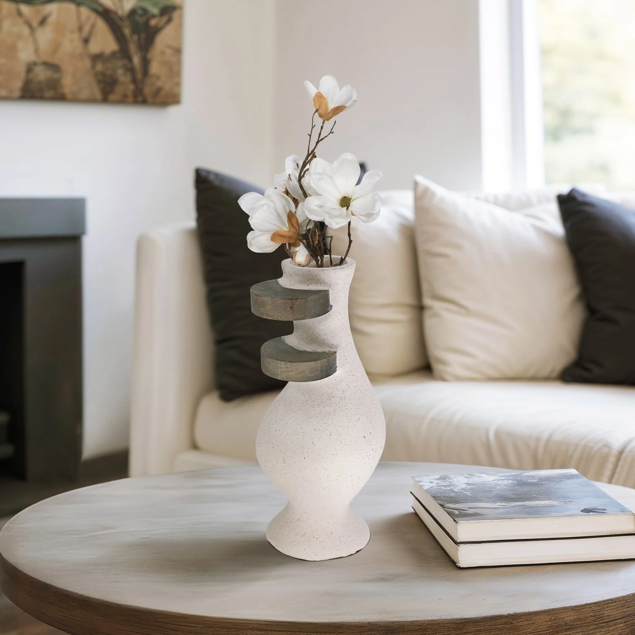 Ecomix, 15" Abstract Vase, Ivory - Image 11