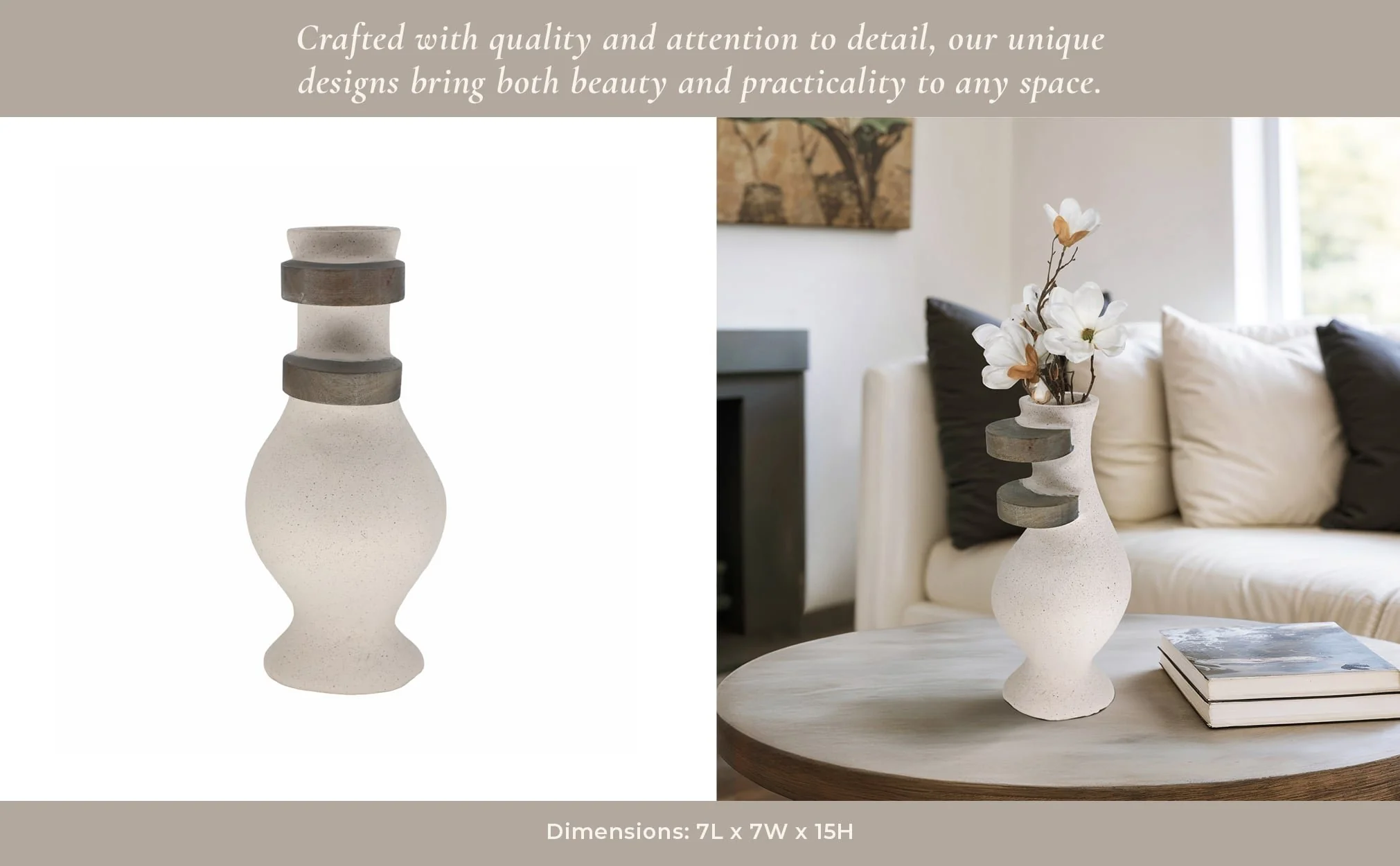 Ecomix, 15" Abstract Vase, Ivory - Image 12