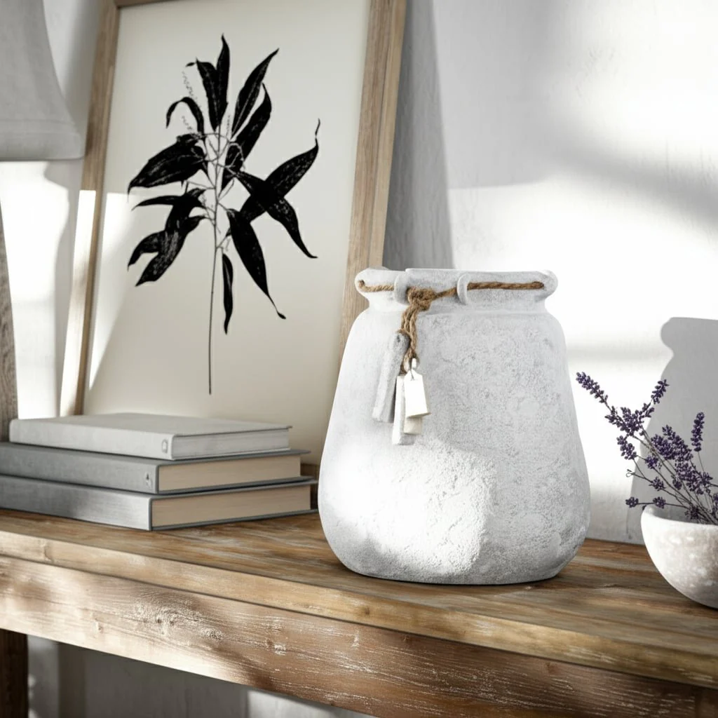 Ecomix, 16"h Vase W/ Jute Detail, White - Image 12