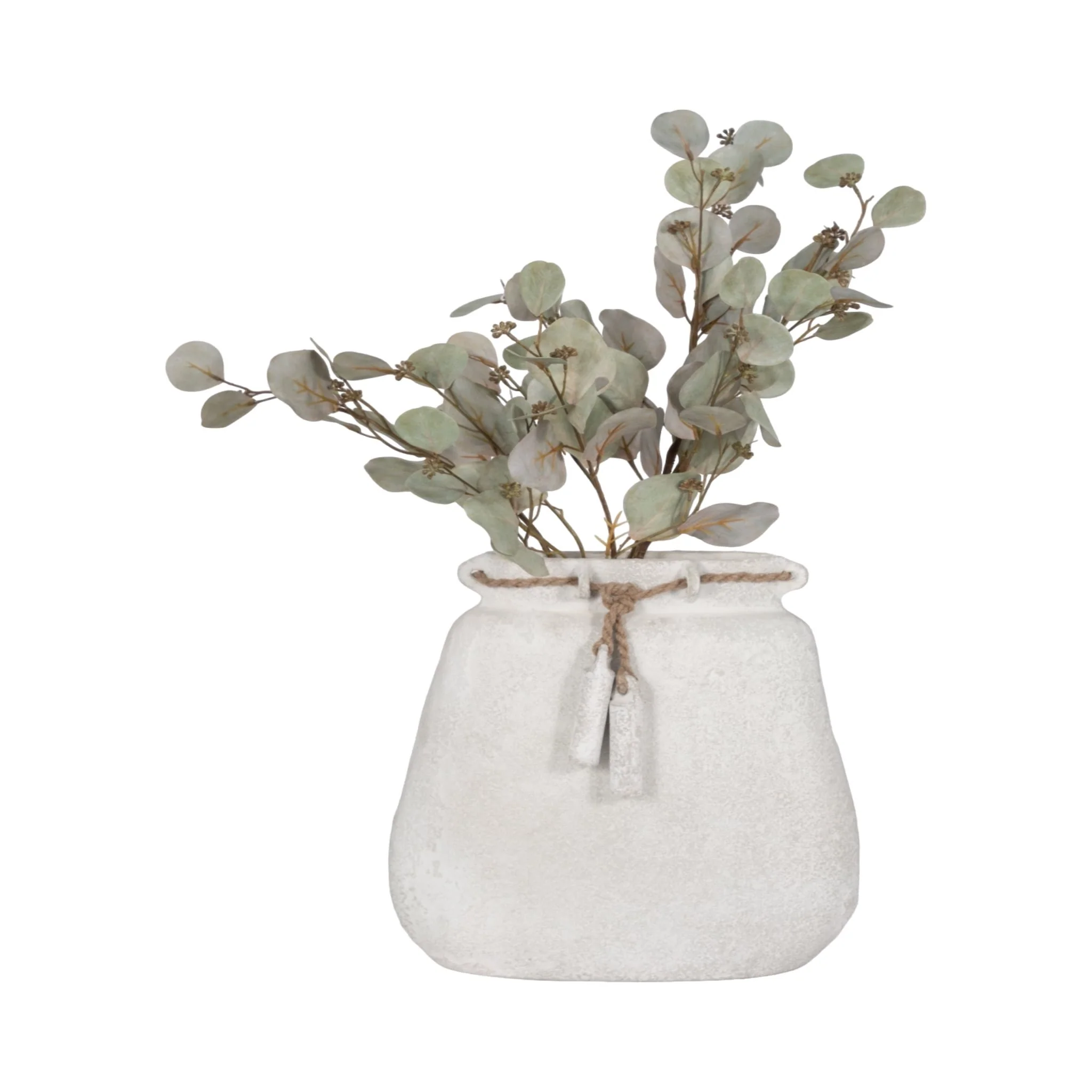 Ecomix, 16"h Vase W/ Jute Detail, White - Image 2