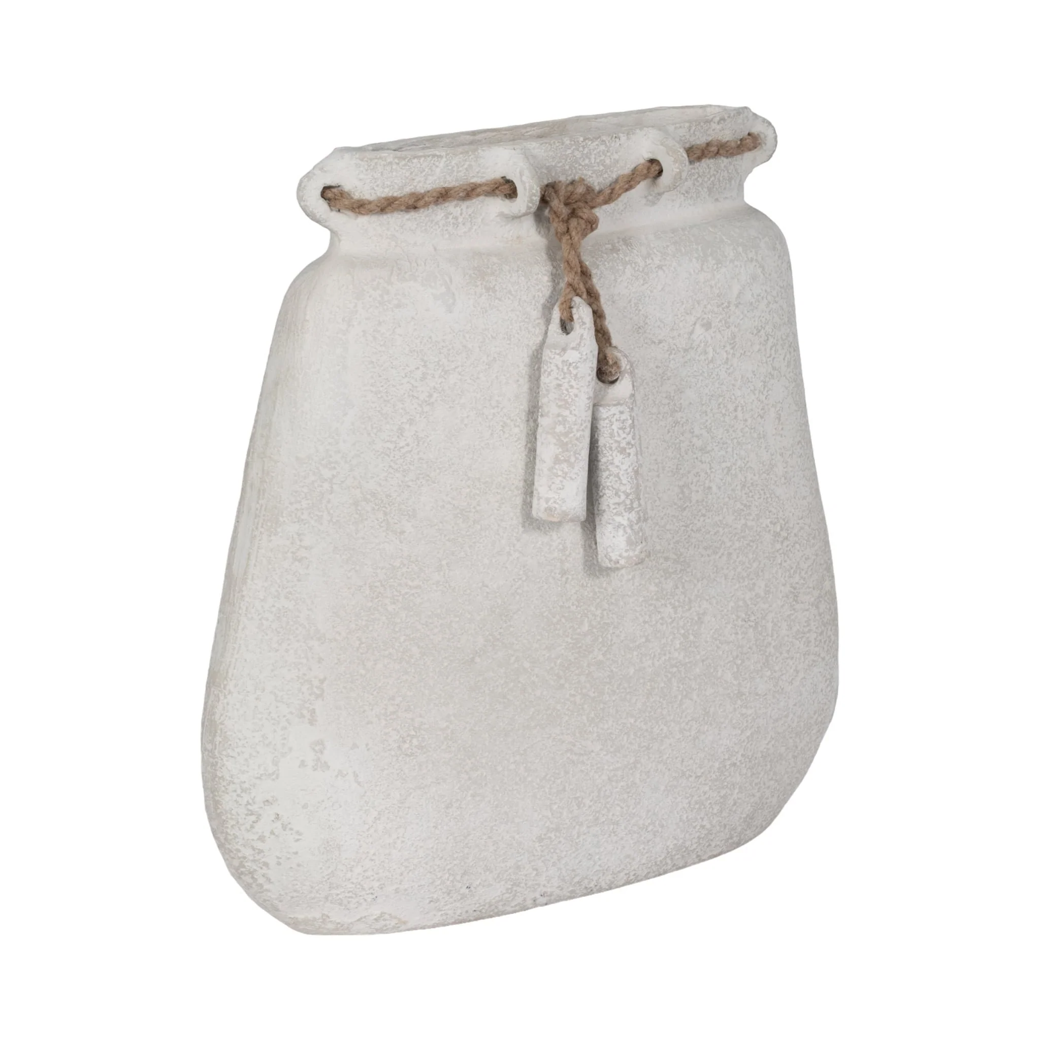 Ecomix, 16"h Vase W/ Jute Detail, White - Image 3