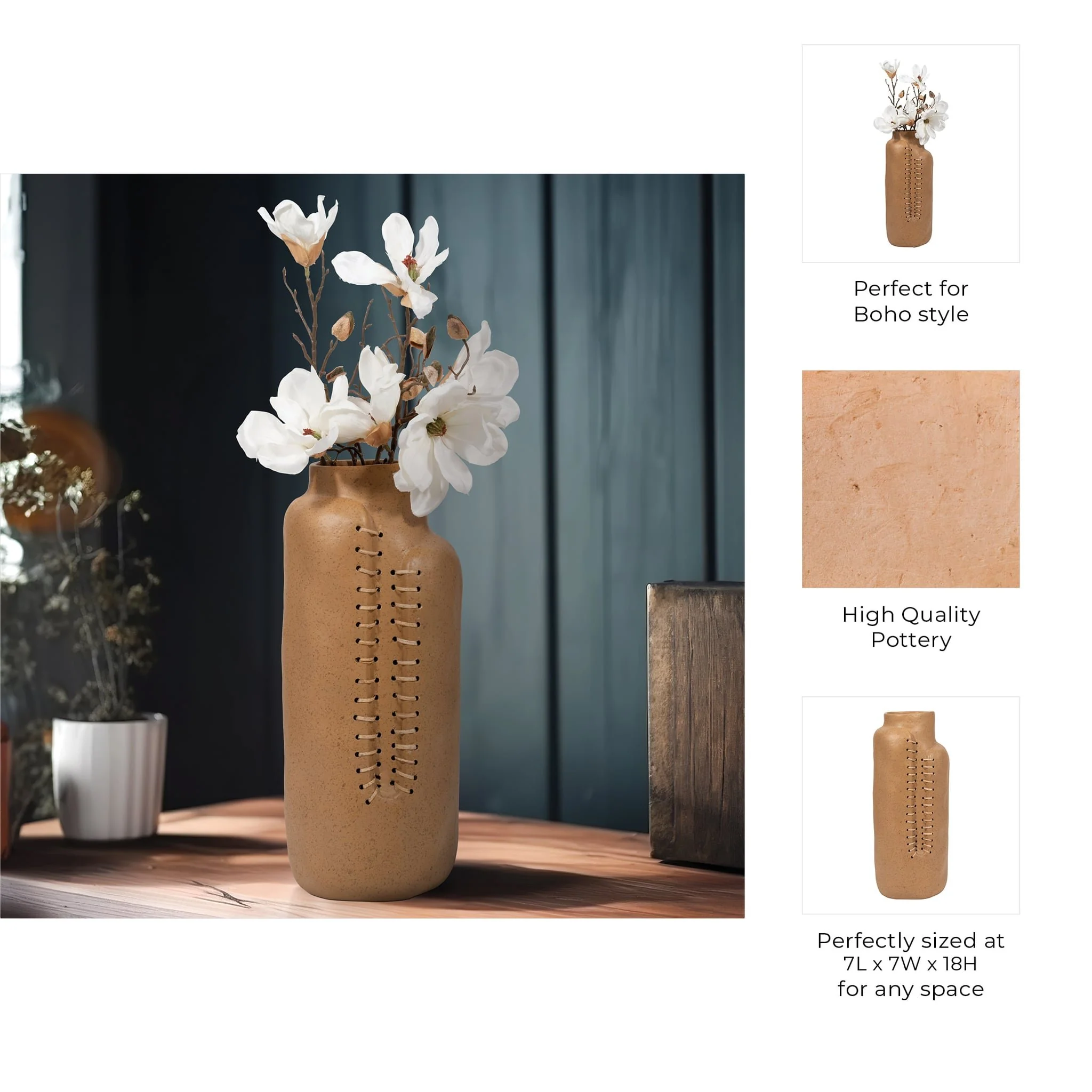 Ecomix, 18" Stitched Up Vase, Terracotta - Image 10