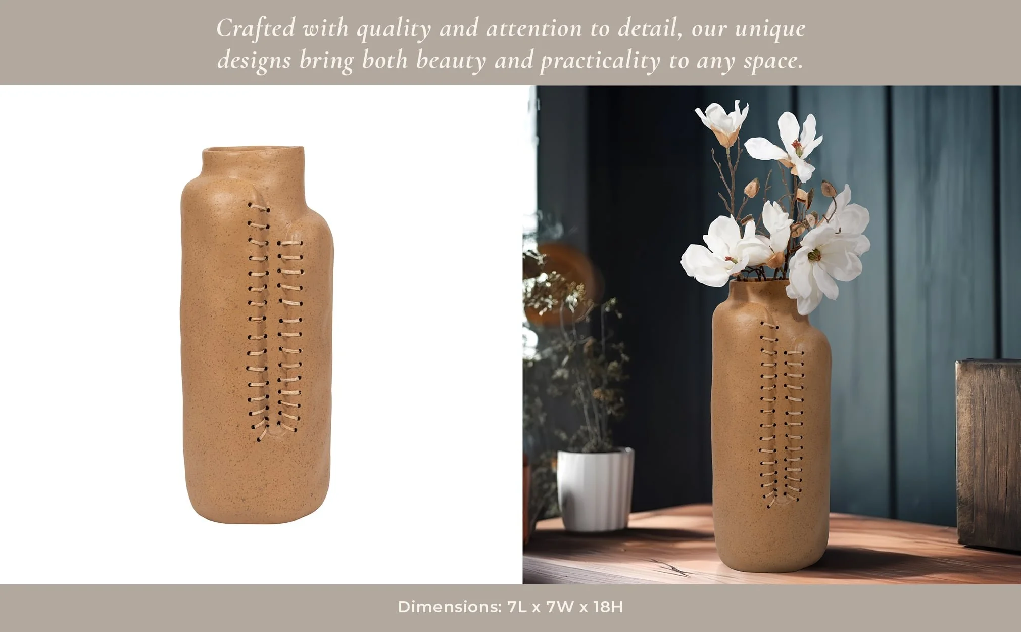Ecomix, 18" Stitched Up Vase, Terracotta - Image 12