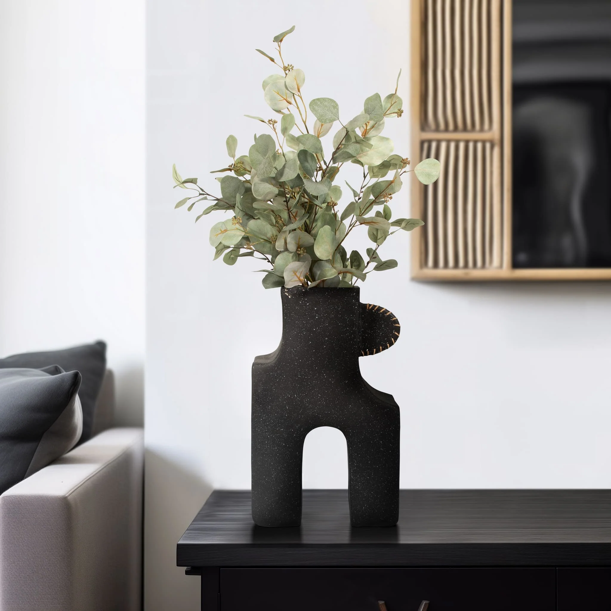 Ecomix, 19"h Abstract Vase, Black - Image 11