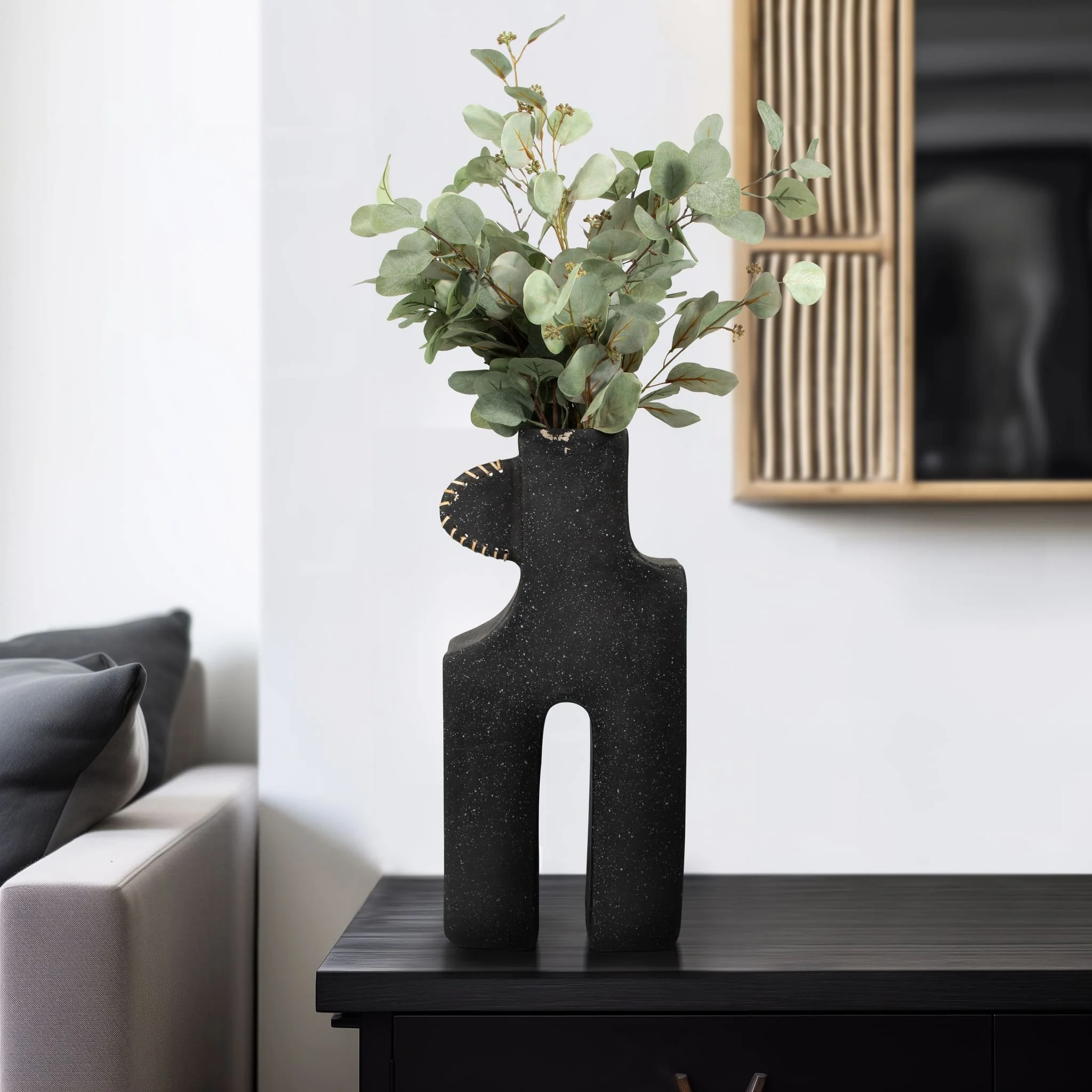 Ecomix, 21"h Abstract Vase, Black - Image 11