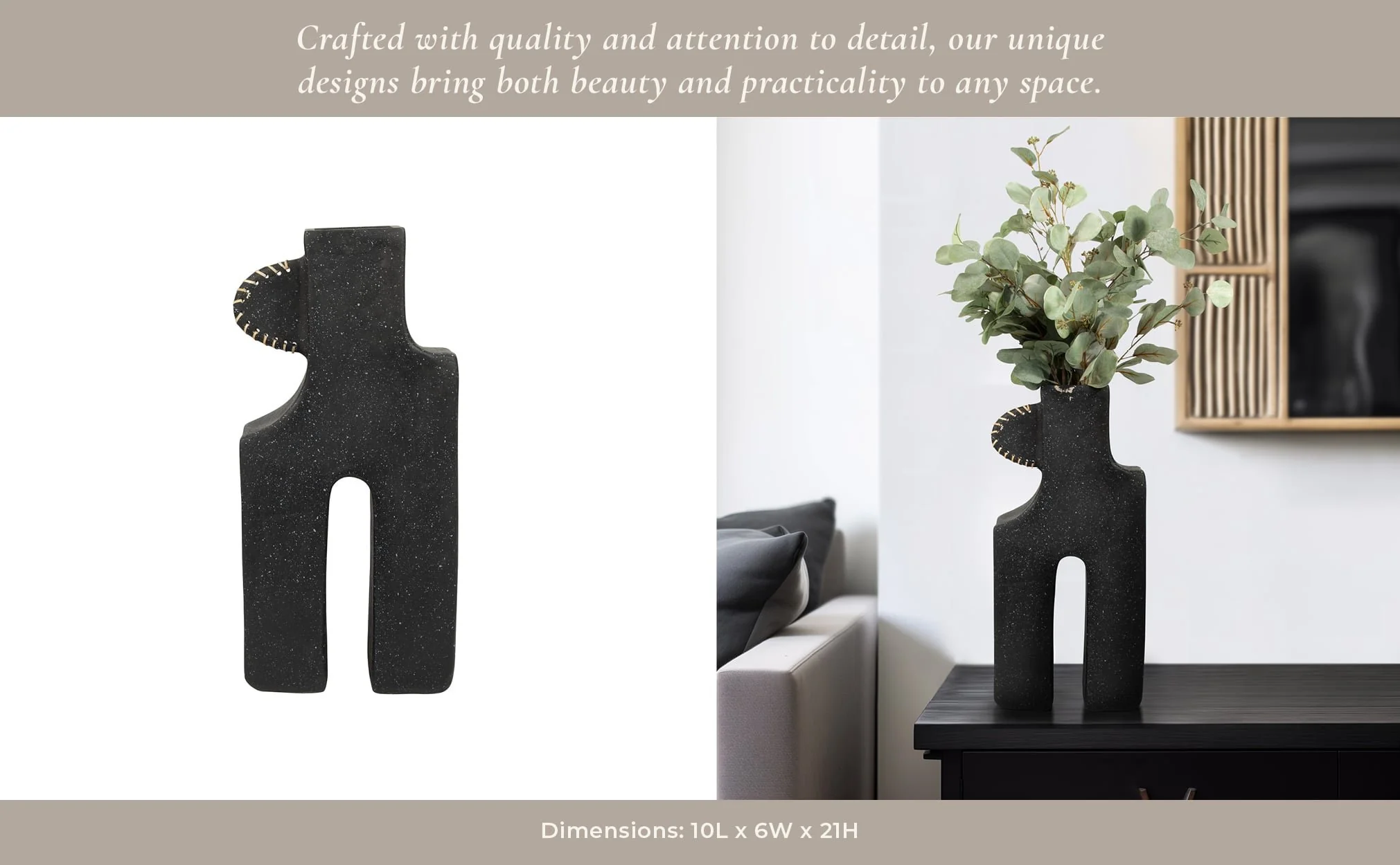 Ecomix, 21"h Abstract Vase, Black - Image 12