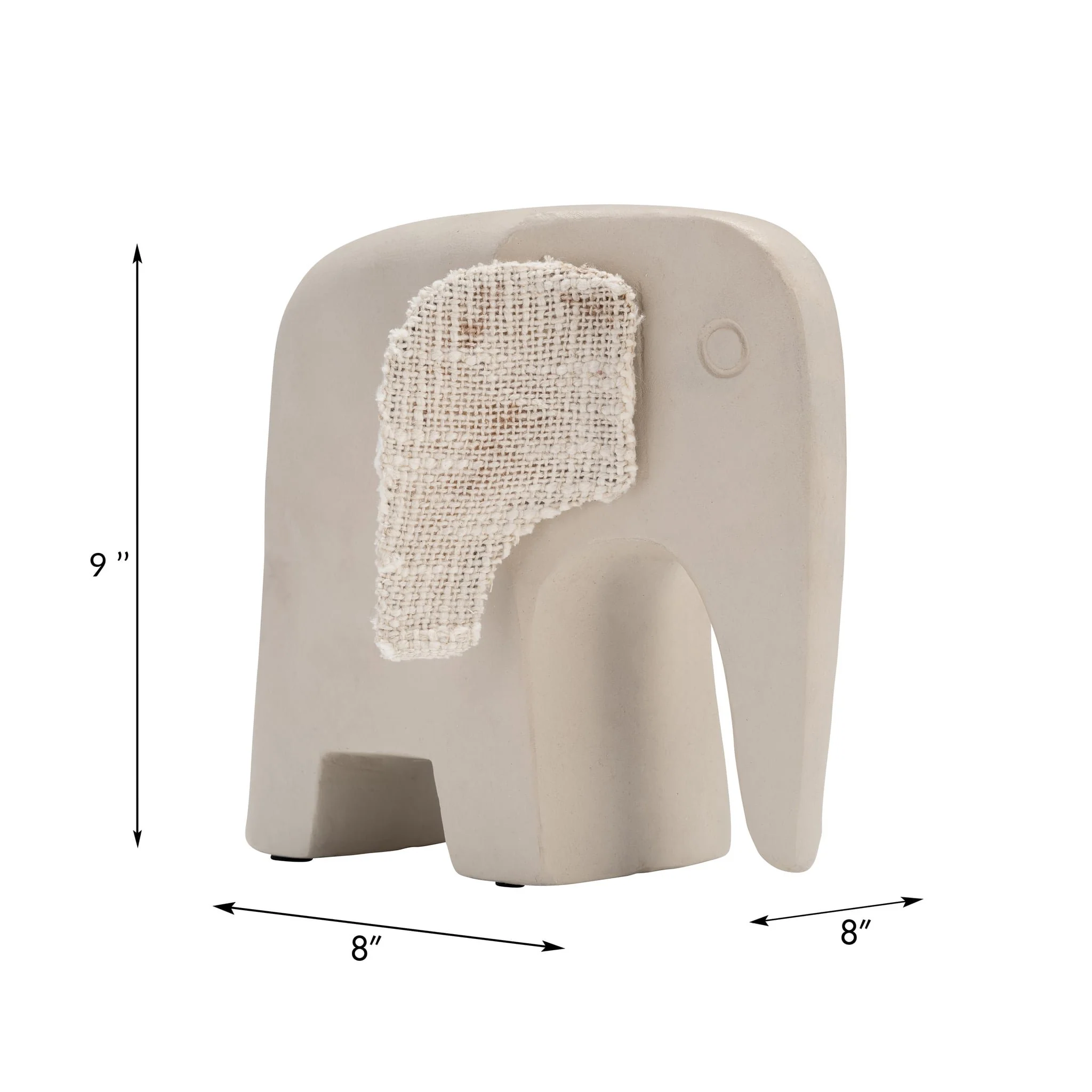 Ecomix, 8"h Elephant - Fabric Detail, Ivory - Image 3