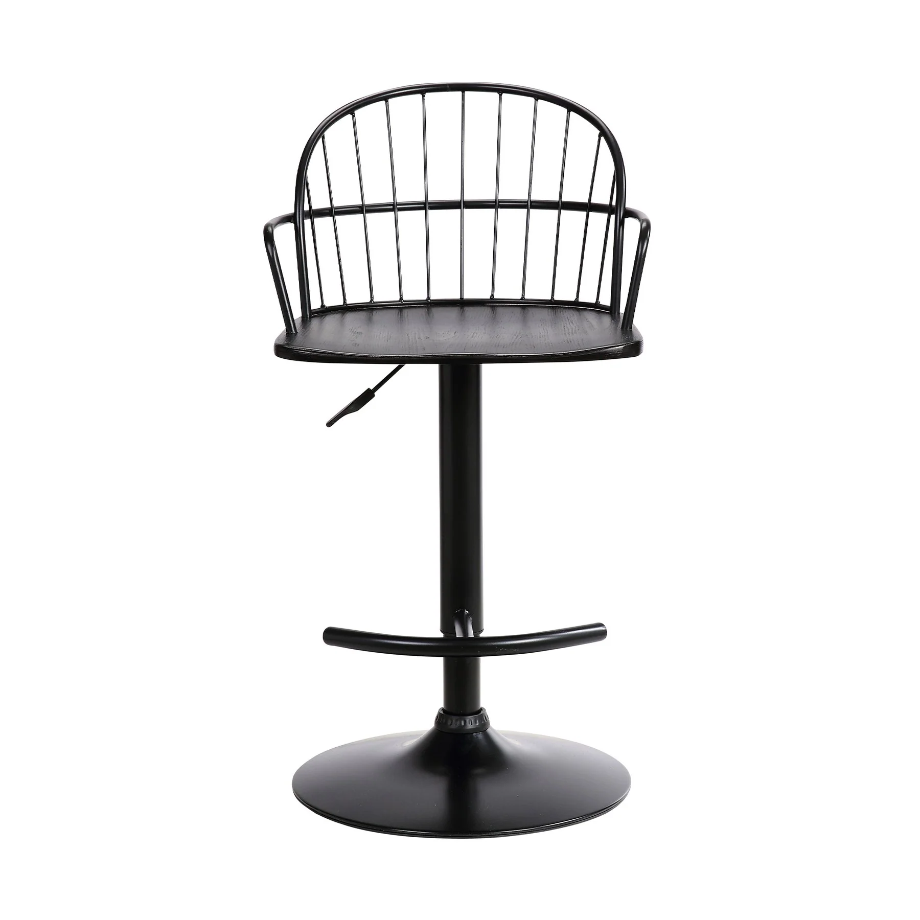 Edward Adjustable Black Wood and Metal Barstool - Image 2