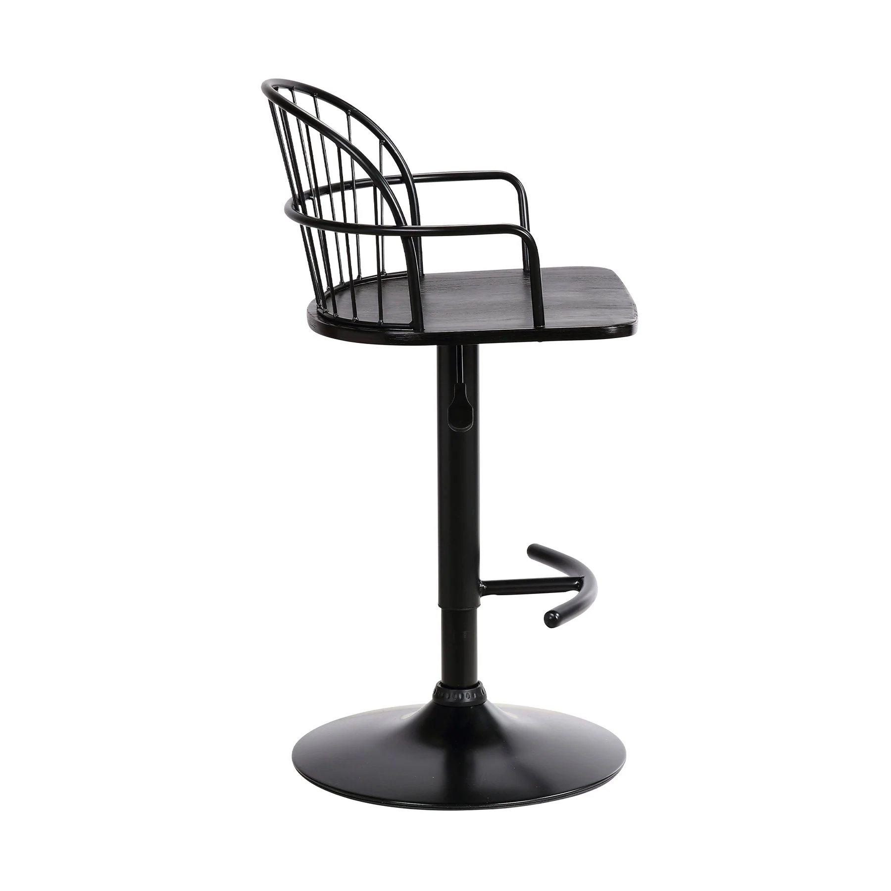 Edward Adjustable Black Wood and Metal Barstool - Image 3