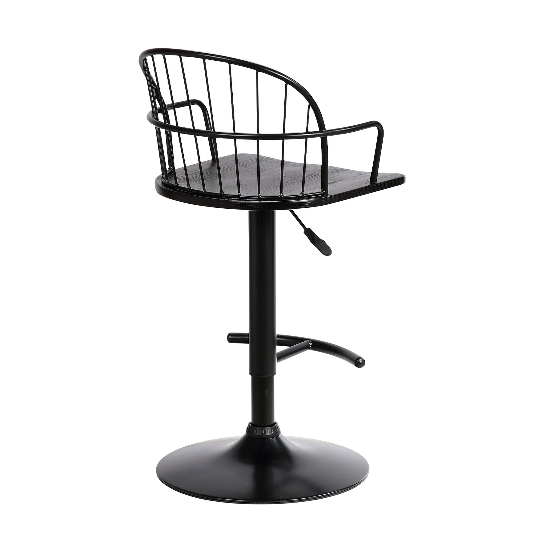Edward Adjustable Black Wood and Metal Barstool - Image 4