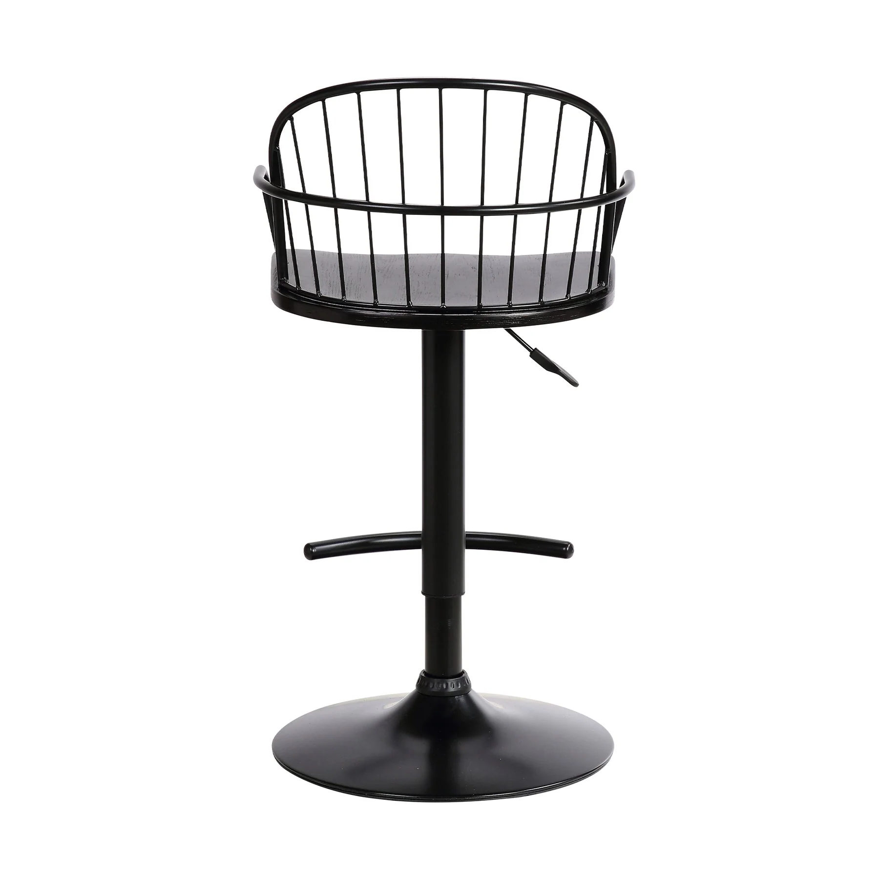 Edward Adjustable Black Wood and Metal Barstool - Image 5