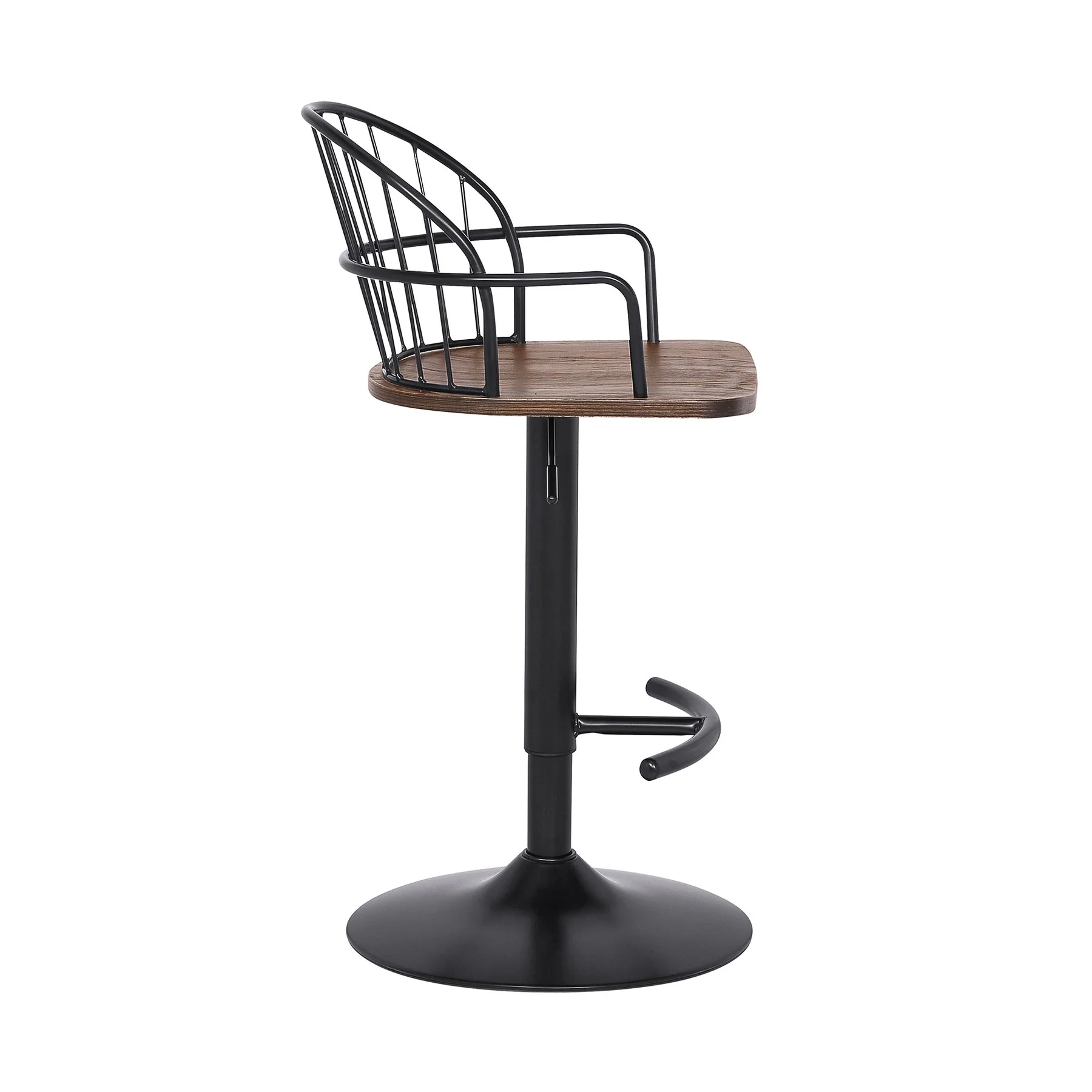 Edward Adjustable Walnut Glazed Barstool in Black Powder Coated Finish - Image 3