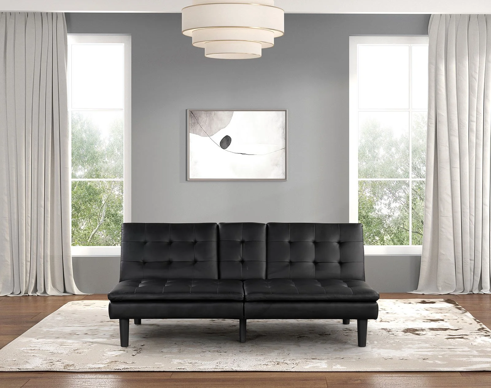 Eidsberg Futon Sofa Bed w/ Drop Down Table, Black - Image 2