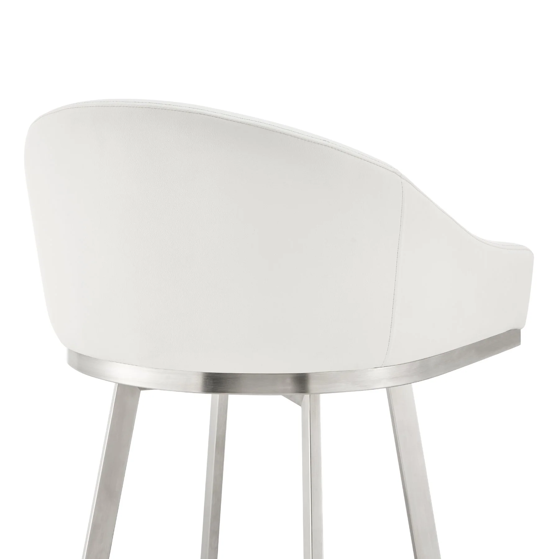 Eleanor 26" Swivel Counter Stool in Brushed Stainless Steel with White Faux Leather - Image 7
