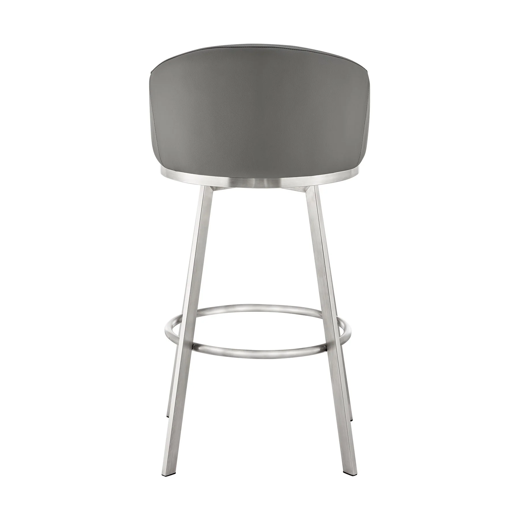 Eleanor 30" Swivel Bar Stool in Brushed Stainless Steel with Gray Faux Leather - Image 5