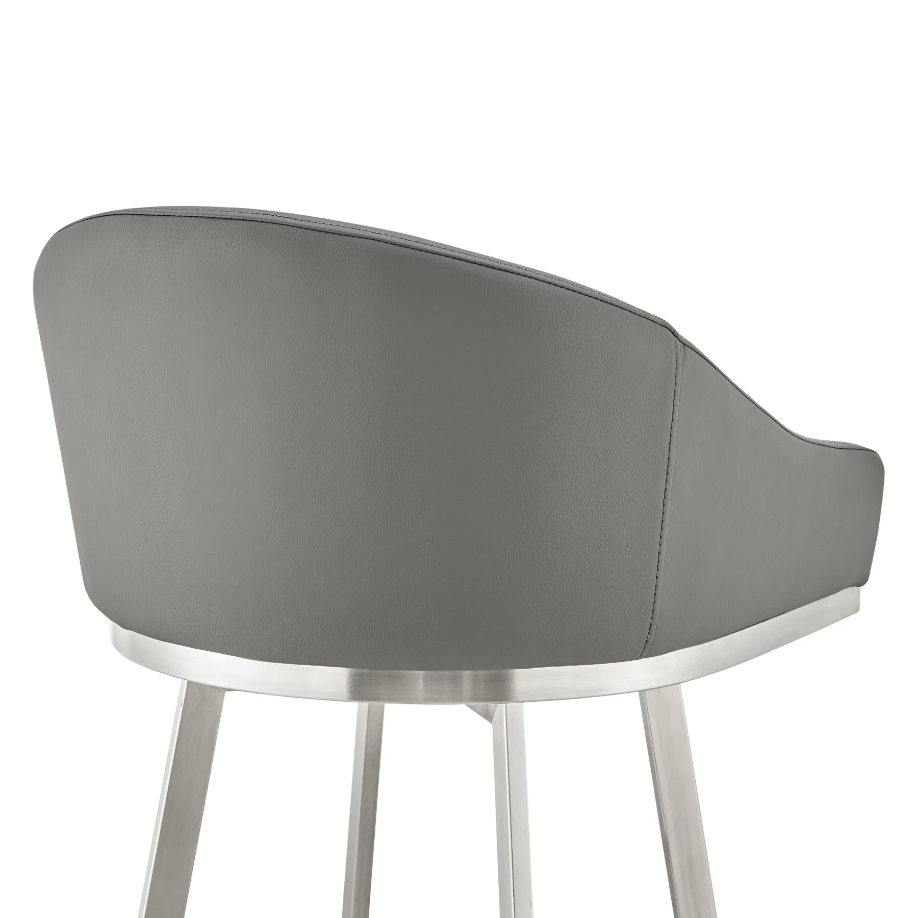 Eleanor 30" Swivel Bar Stool in Brushed Stainless Steel with Gray Faux Leather - Image 7