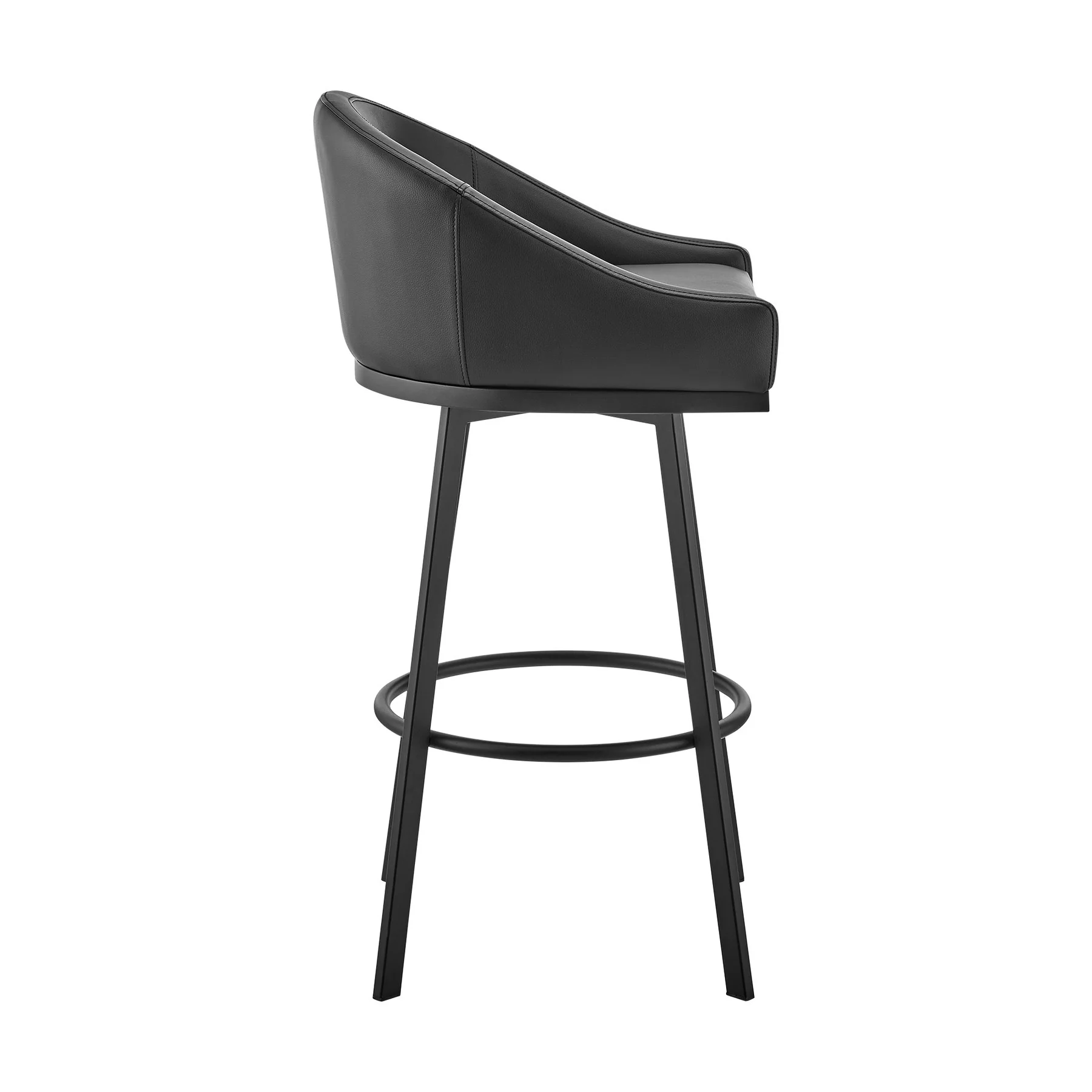 Eleanor Swivel Bar Stool in Black Metal with Black Faux Leather - Image 3