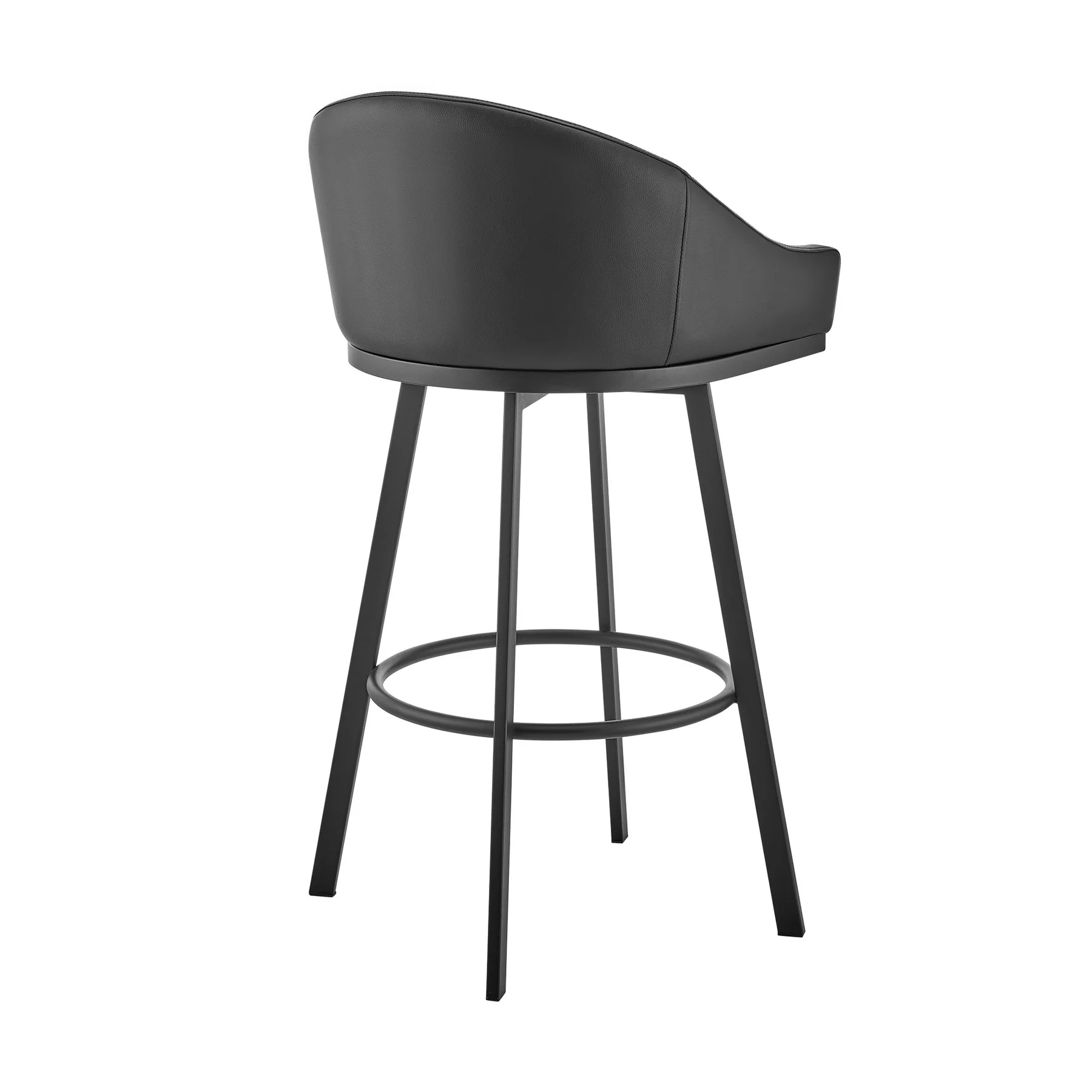 Eleanor Swivel Bar Stool in Black Metal with Black Faux Leather - Image 4