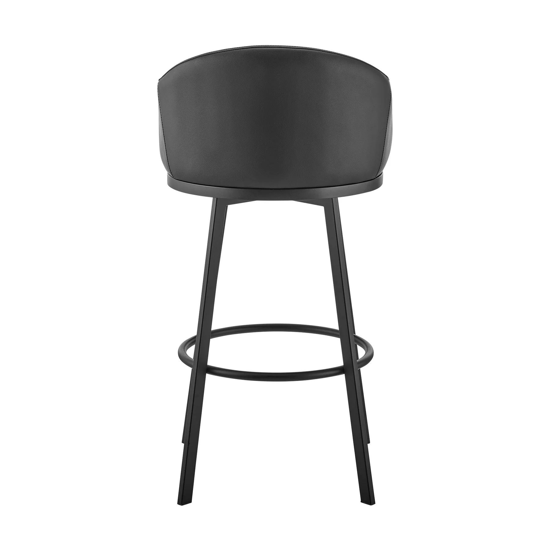 Eleanor Swivel Bar Stool in Black Metal with Black Faux Leather - Image 5
