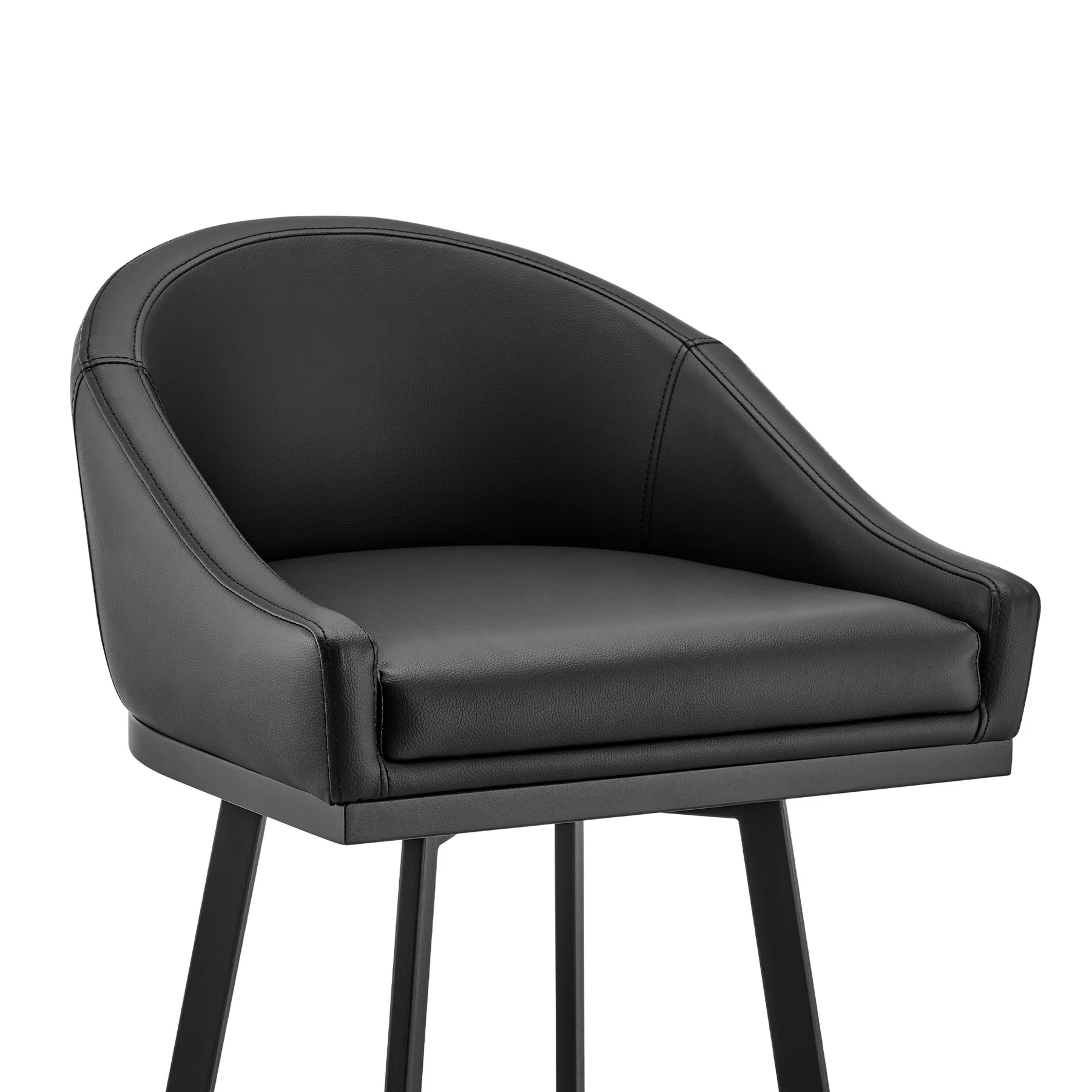 Eleanor Swivel Bar Stool in Black Metal with Black Faux Leather - Image 6