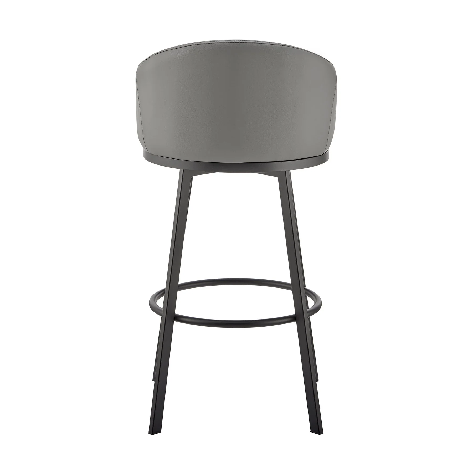 Eleanor Swivel Bar Stool in Black Metal with Gray Faux Leather - Image 5