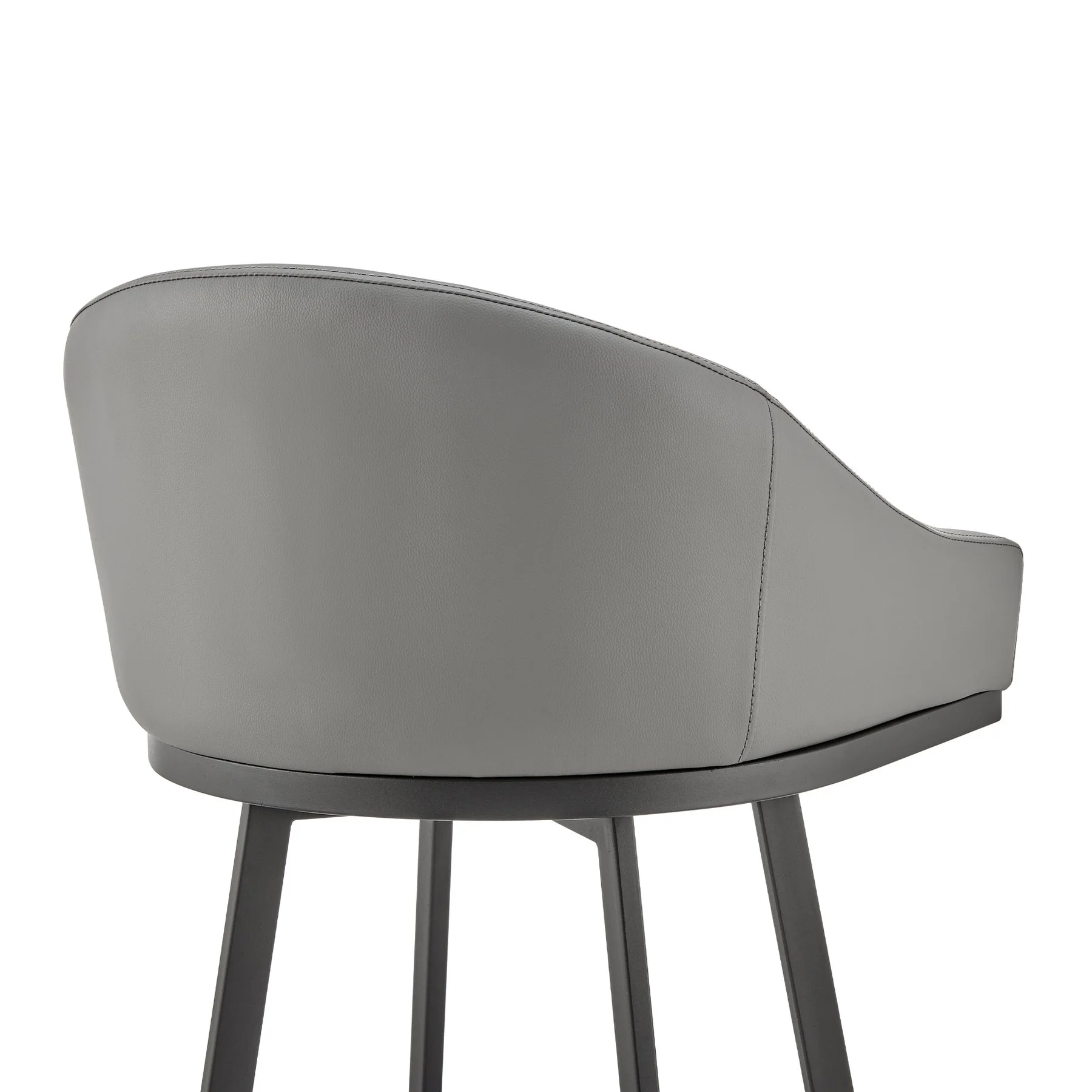 Eleanor Swivel Bar Stool in Black Metal with Gray Faux Leather - Image 7