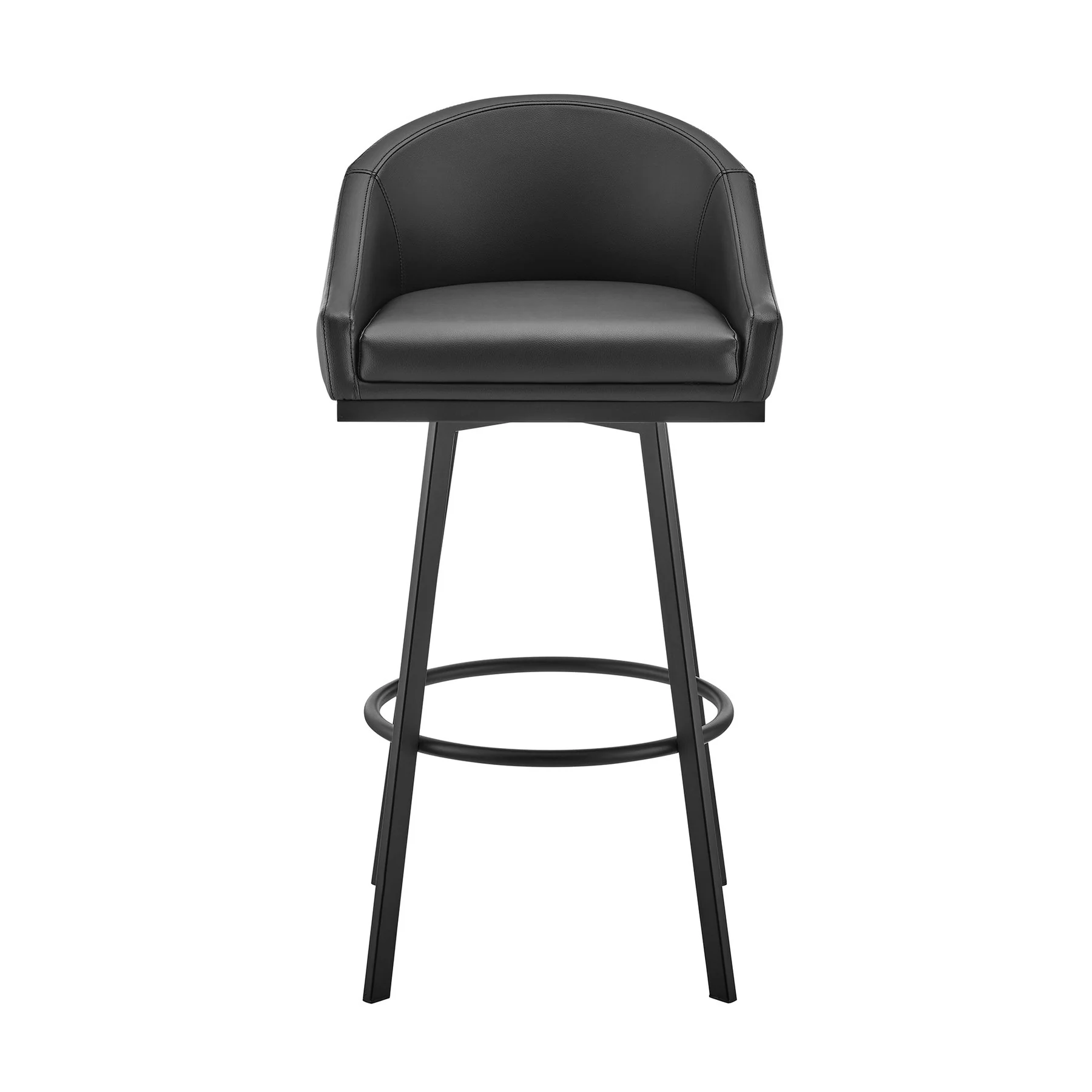 Eleanor Swivel Counter Stool in Black Metal with Black Faux Leather - Image 2