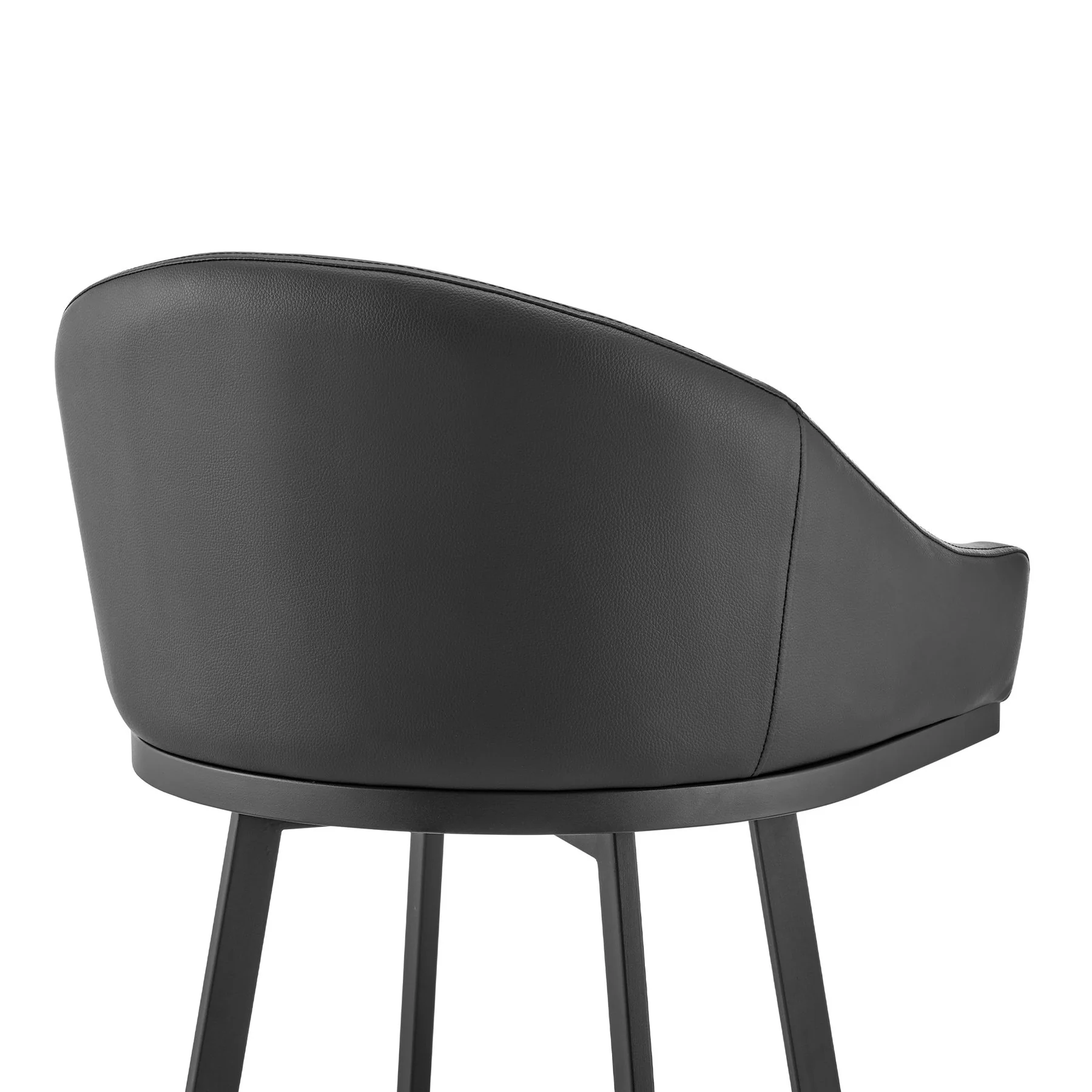 Eleanor Swivel Counter Stool in Black Metal with Black Faux Leather - Image 7
