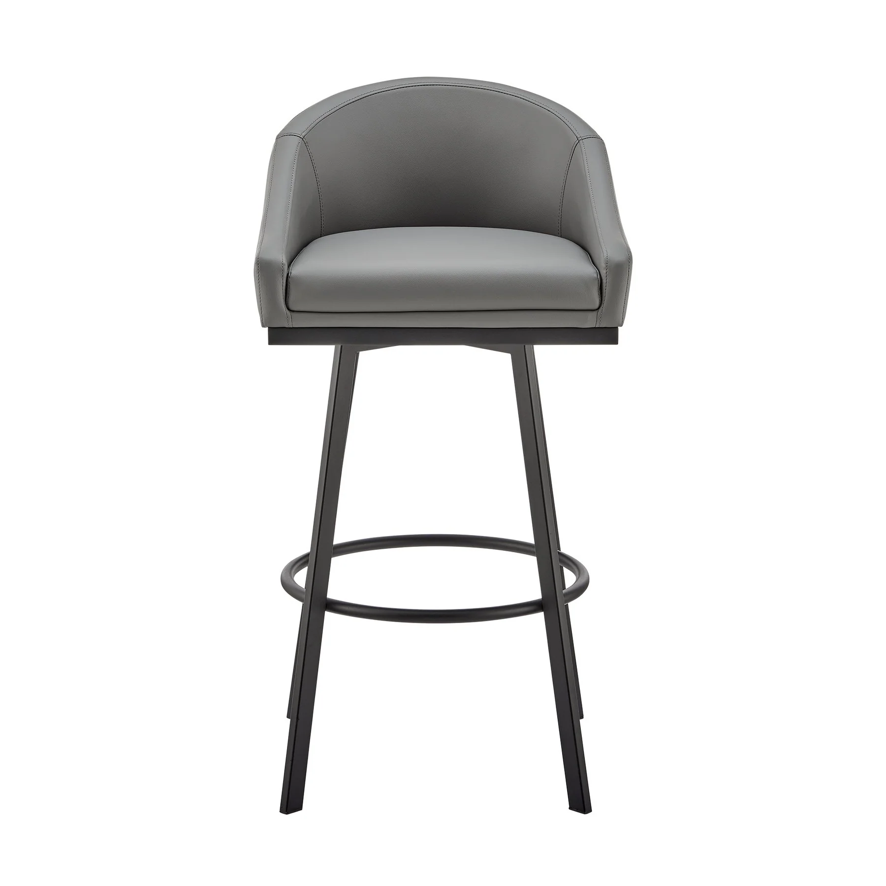 Eleanor Swivel Counter Stool in Black Metal with Gray Faux Leather - Image 2