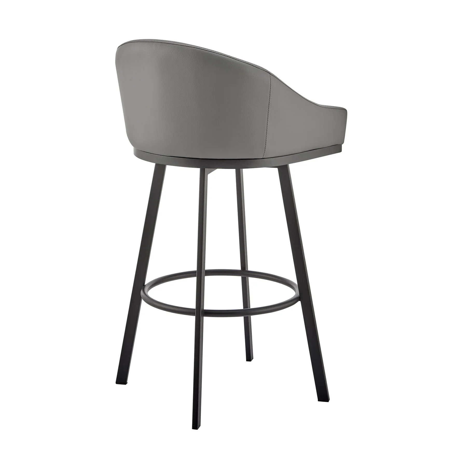 Eleanor Swivel Counter Stool in Black Metal with Gray Faux Leather - Image 4