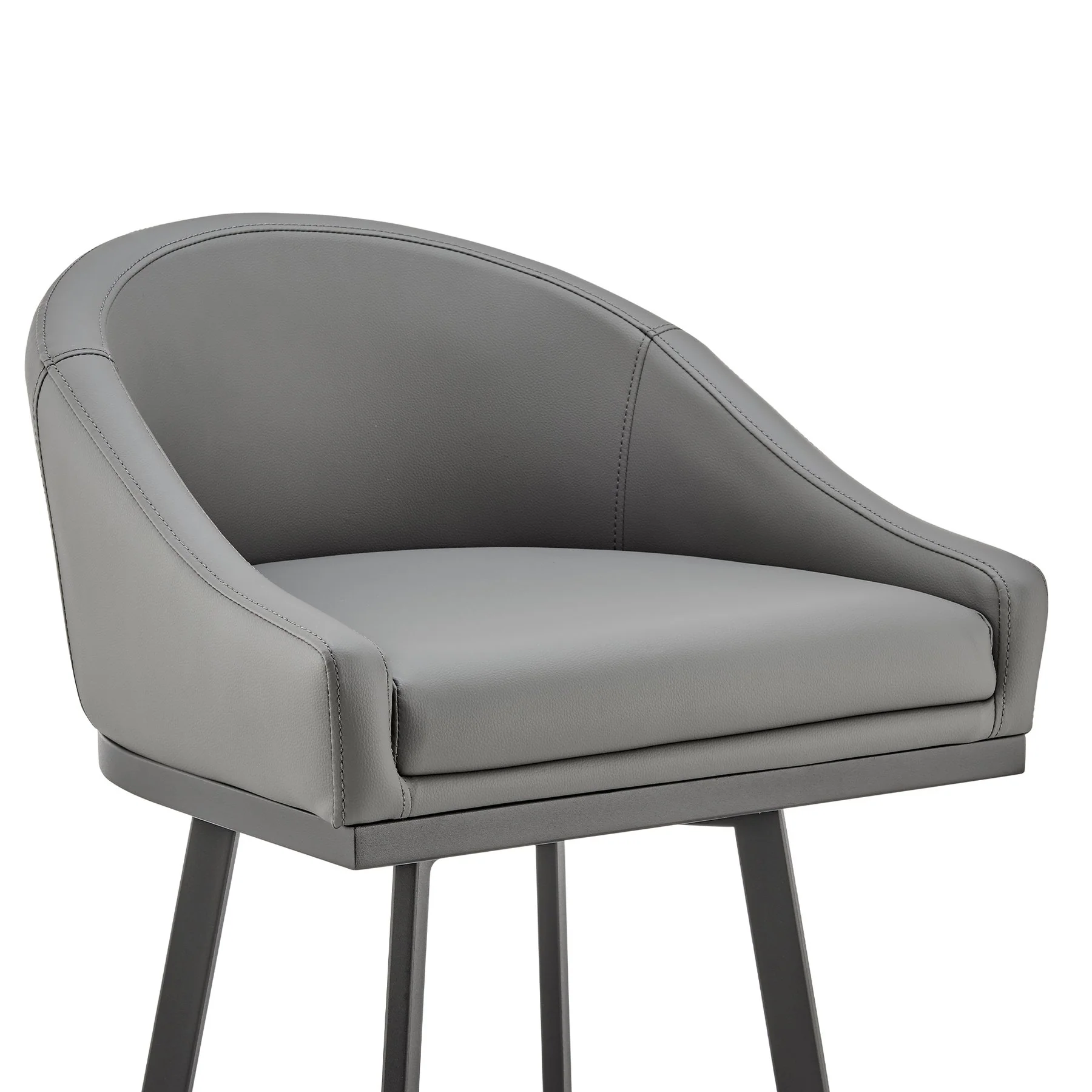 Eleanor Swivel Counter Stool in Black Metal with Gray Faux Leather - Image 6