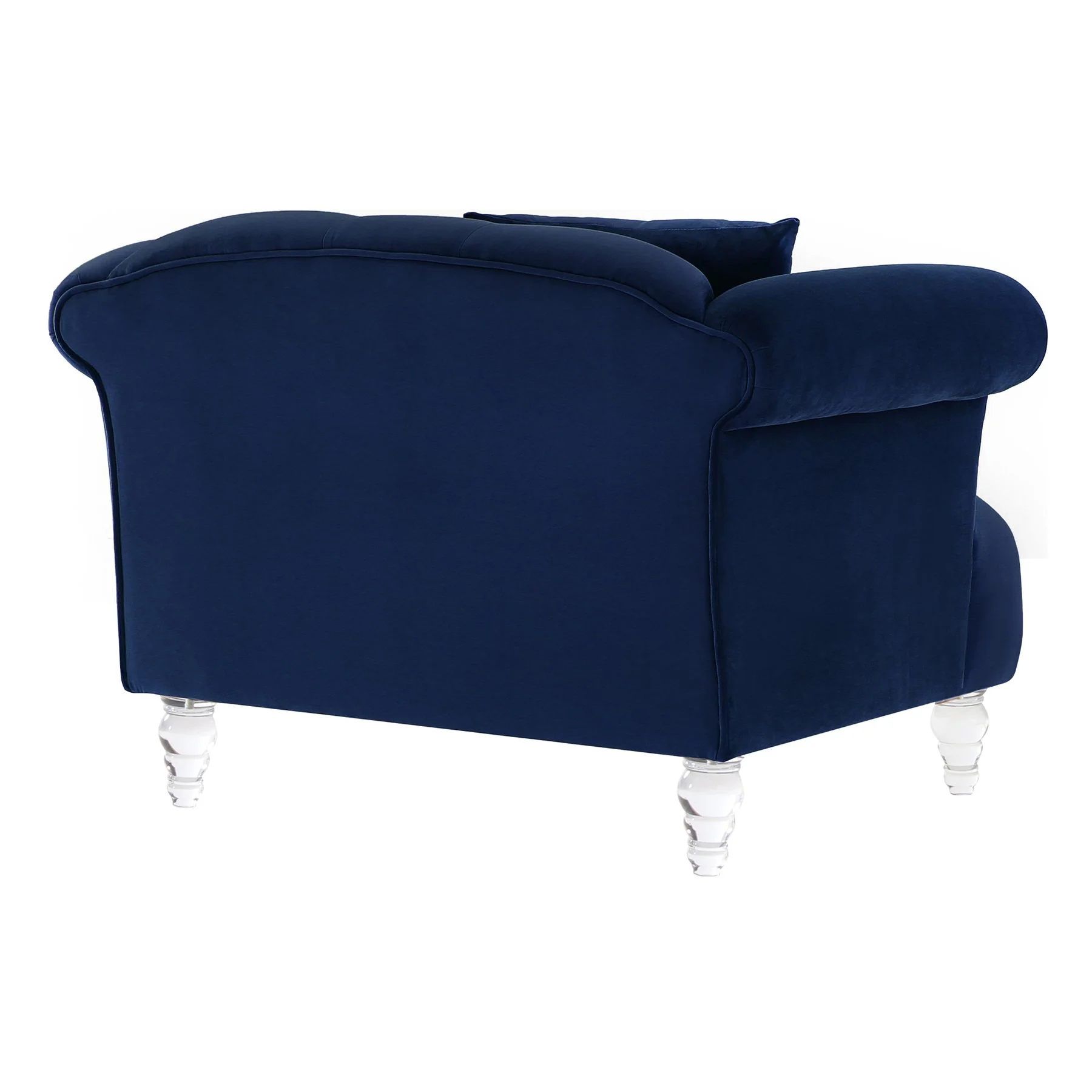 Elegance Contemporary Chair in Blue Velvet with Acrylic Legs - Image 3