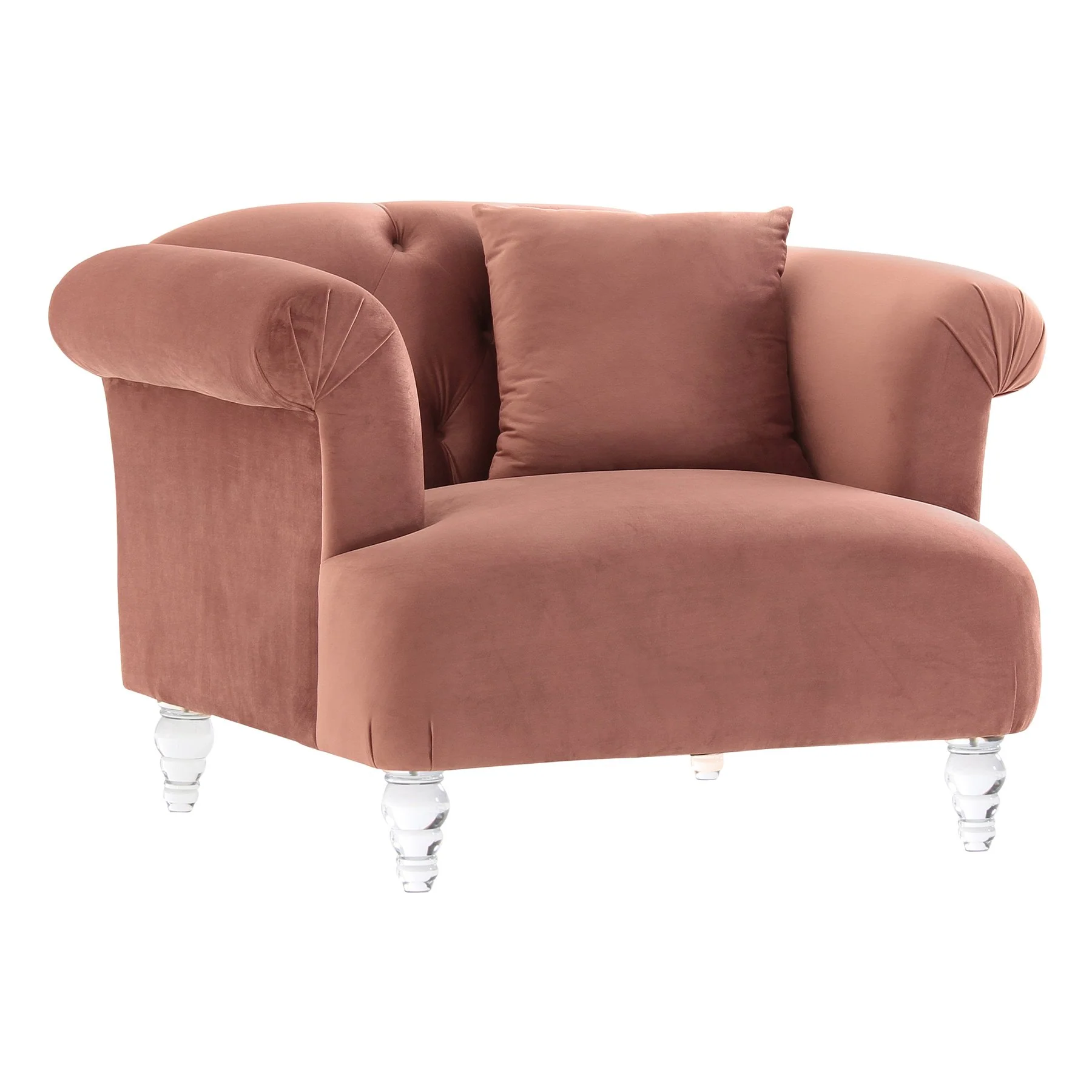 Elegance Contemporary Chair in Blush Velvet with Acrylic Legs - Image 2