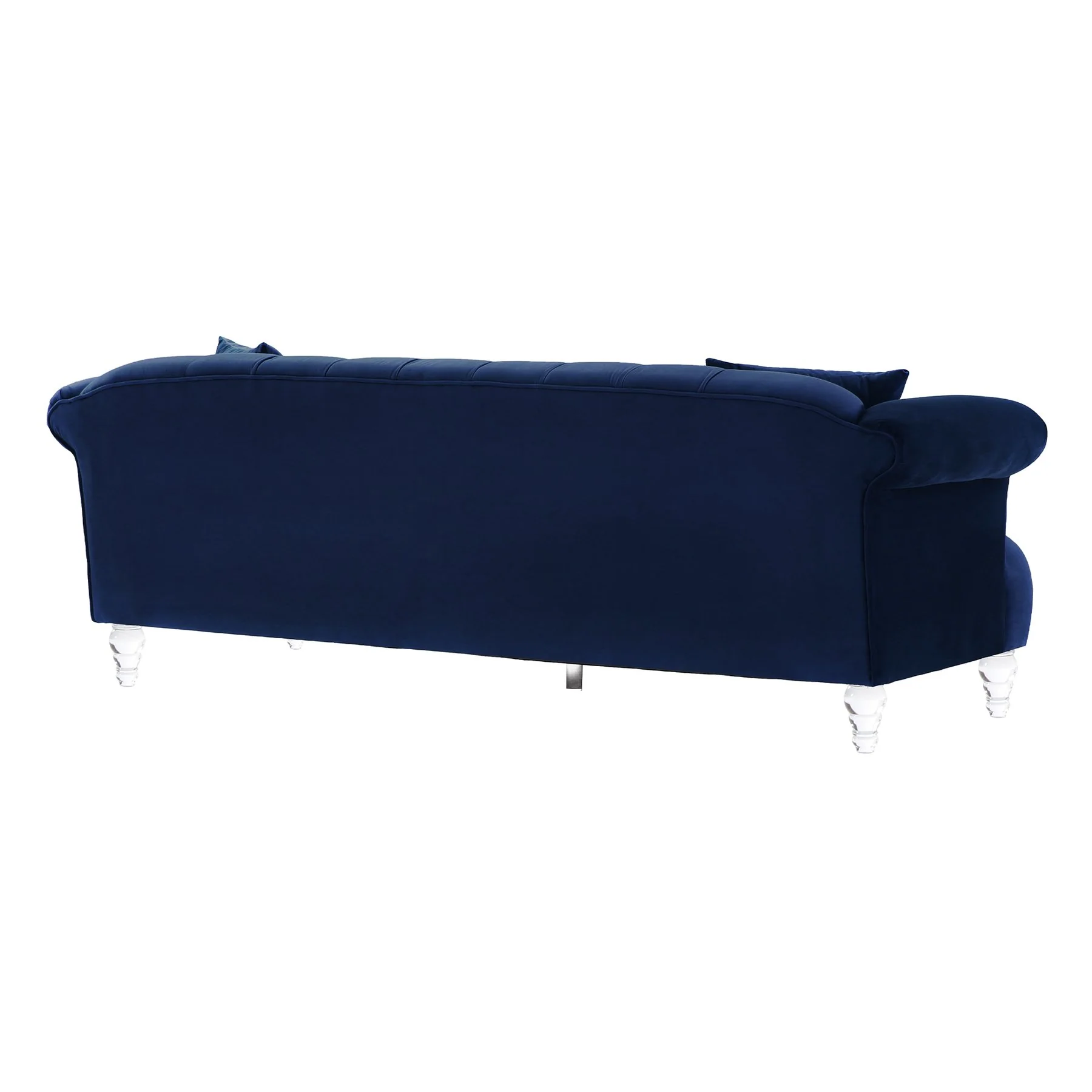 Elegance Contemporary Sofa in Blue Velvet with Acrylic Legs - Image 3