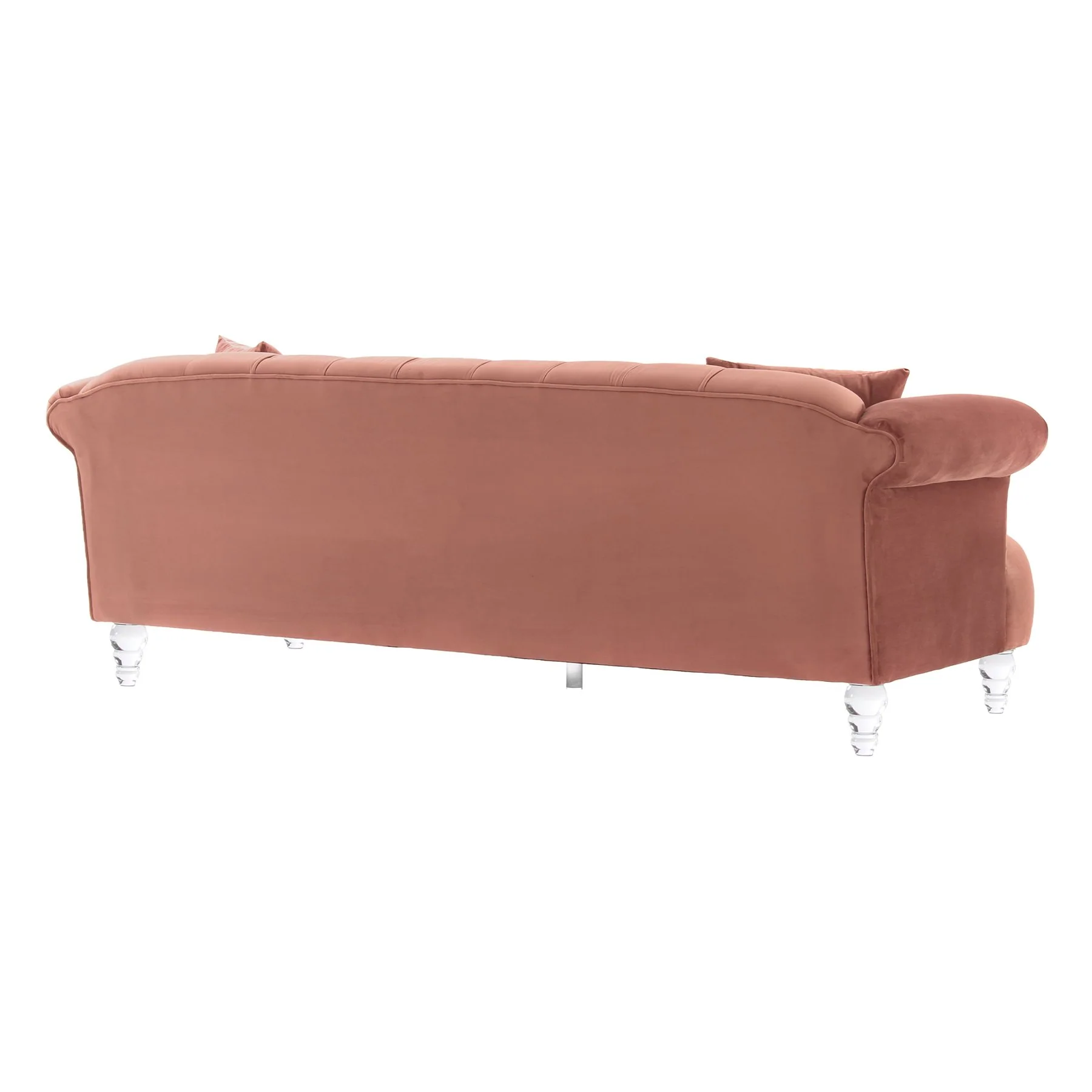 Elegance Contemporary Sofa in Blush Velvet with Acrylic Legs - Image 3