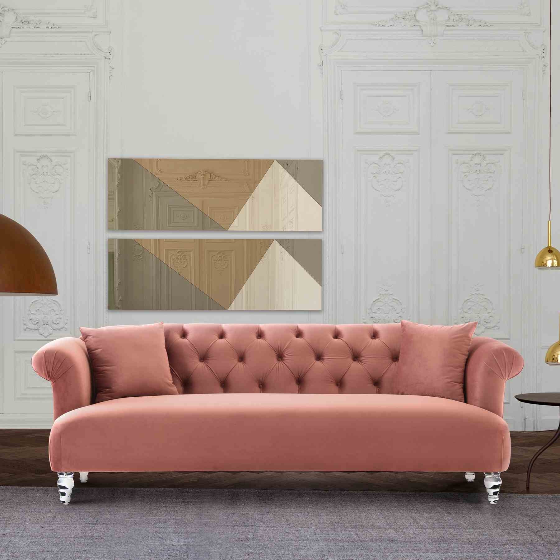 Elegance Contemporary Sofa in Blush Velvet with Acrylic Legs - Image 4