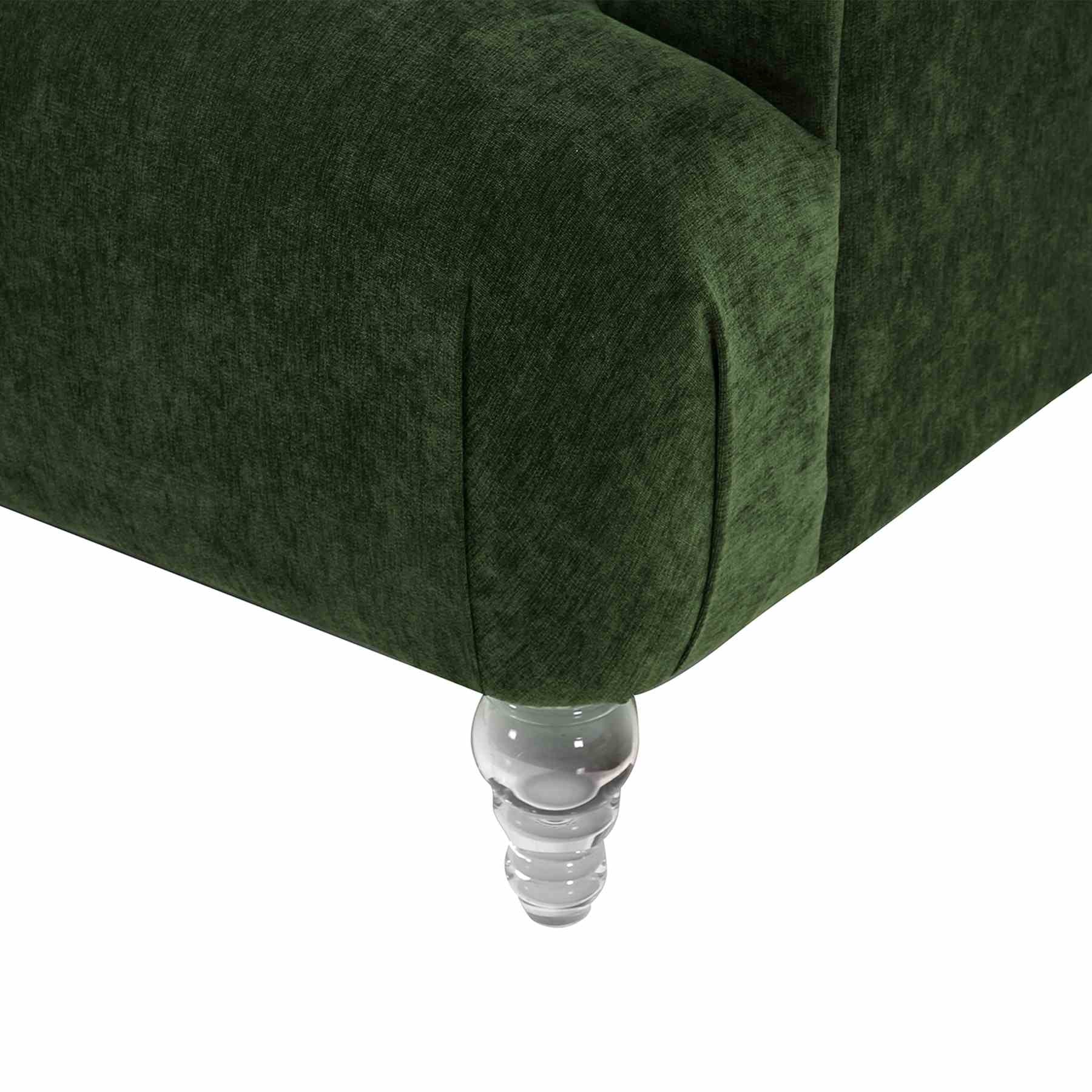 Elegance Contemporary Sofa in Green Velvet with Acrylic Legs - Image 5