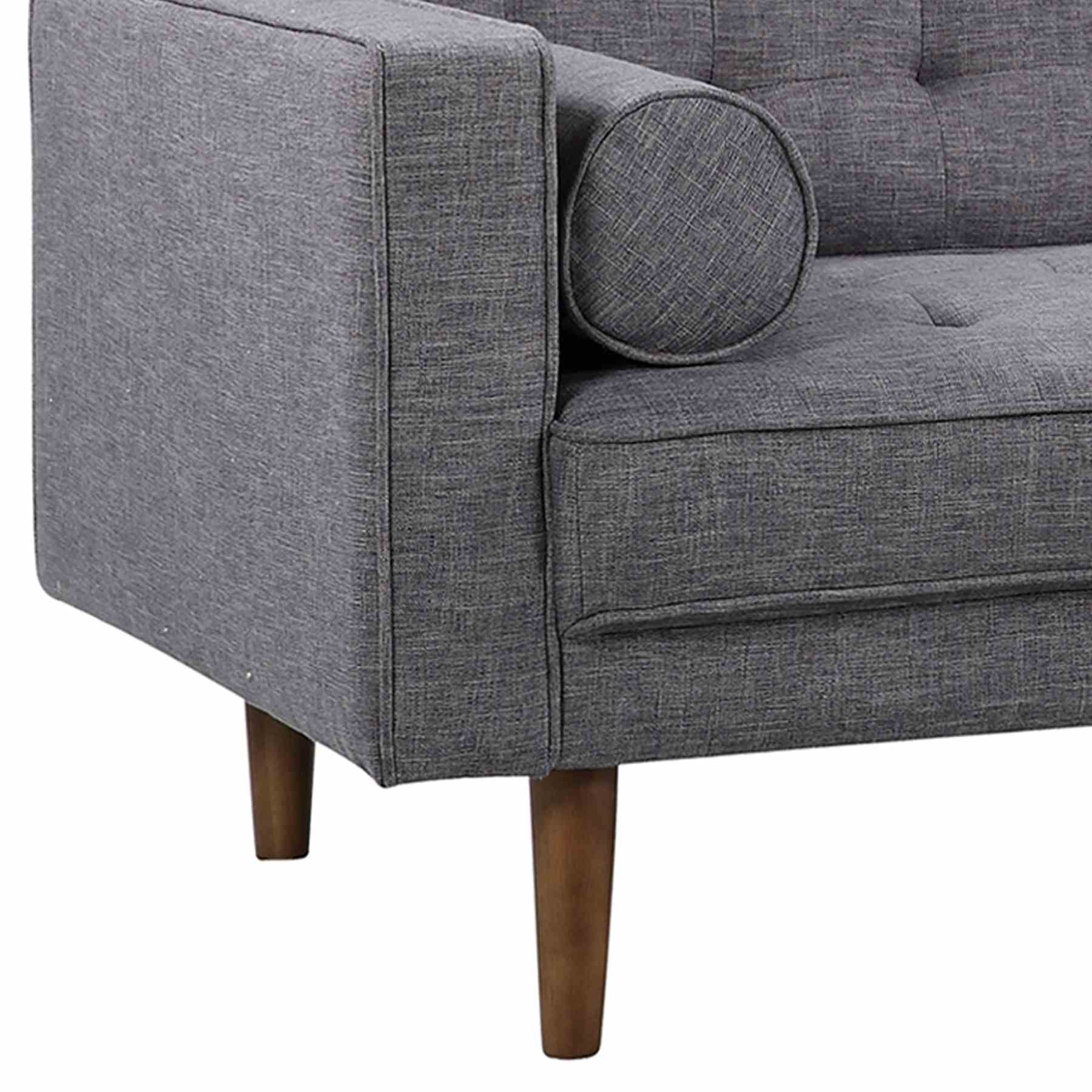 Element Mid-Century Modern Loveseat in Dark Gray Linen and Walnut Legs - Image 5