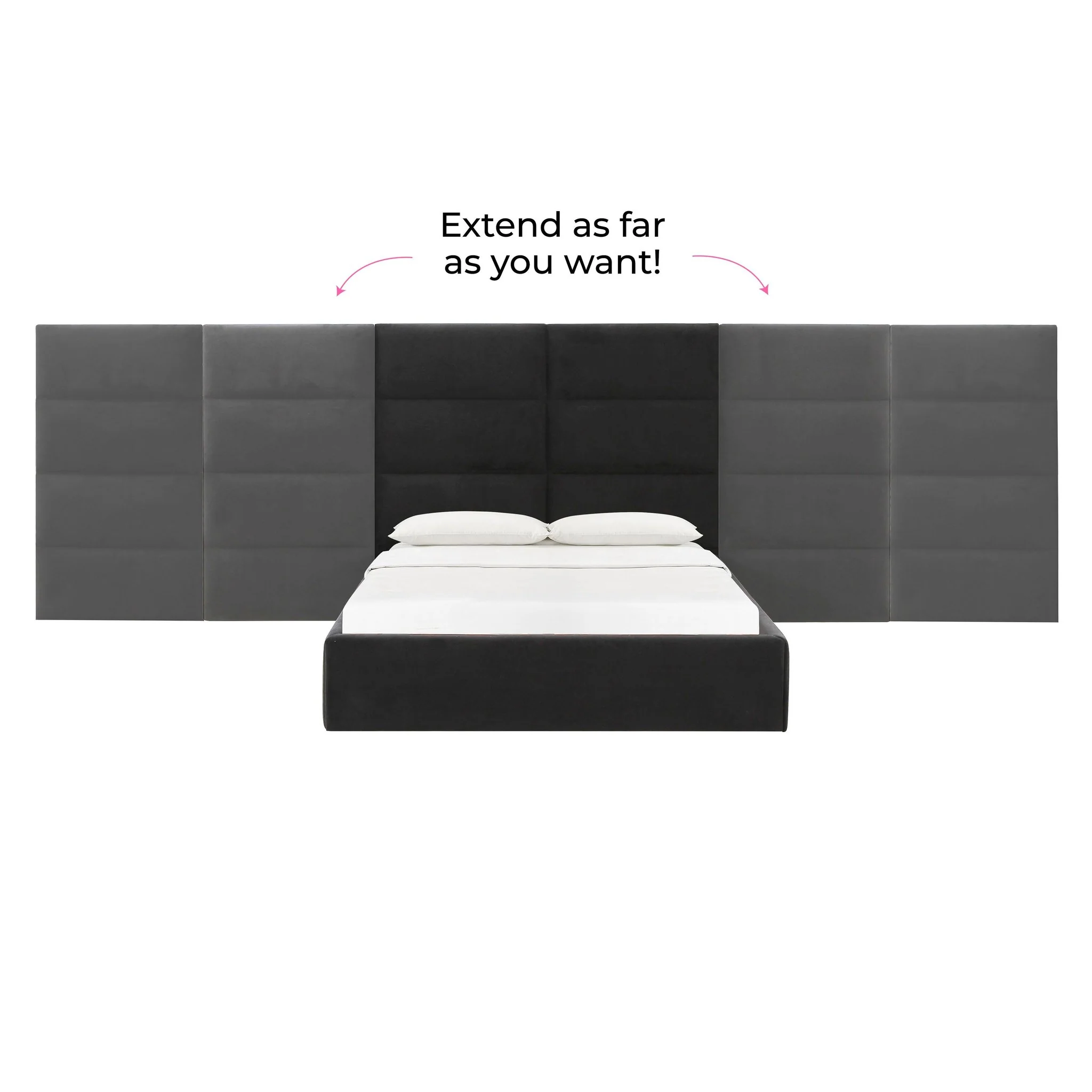 Eliana Black Velvet Queen Bed with Wings - Image 5