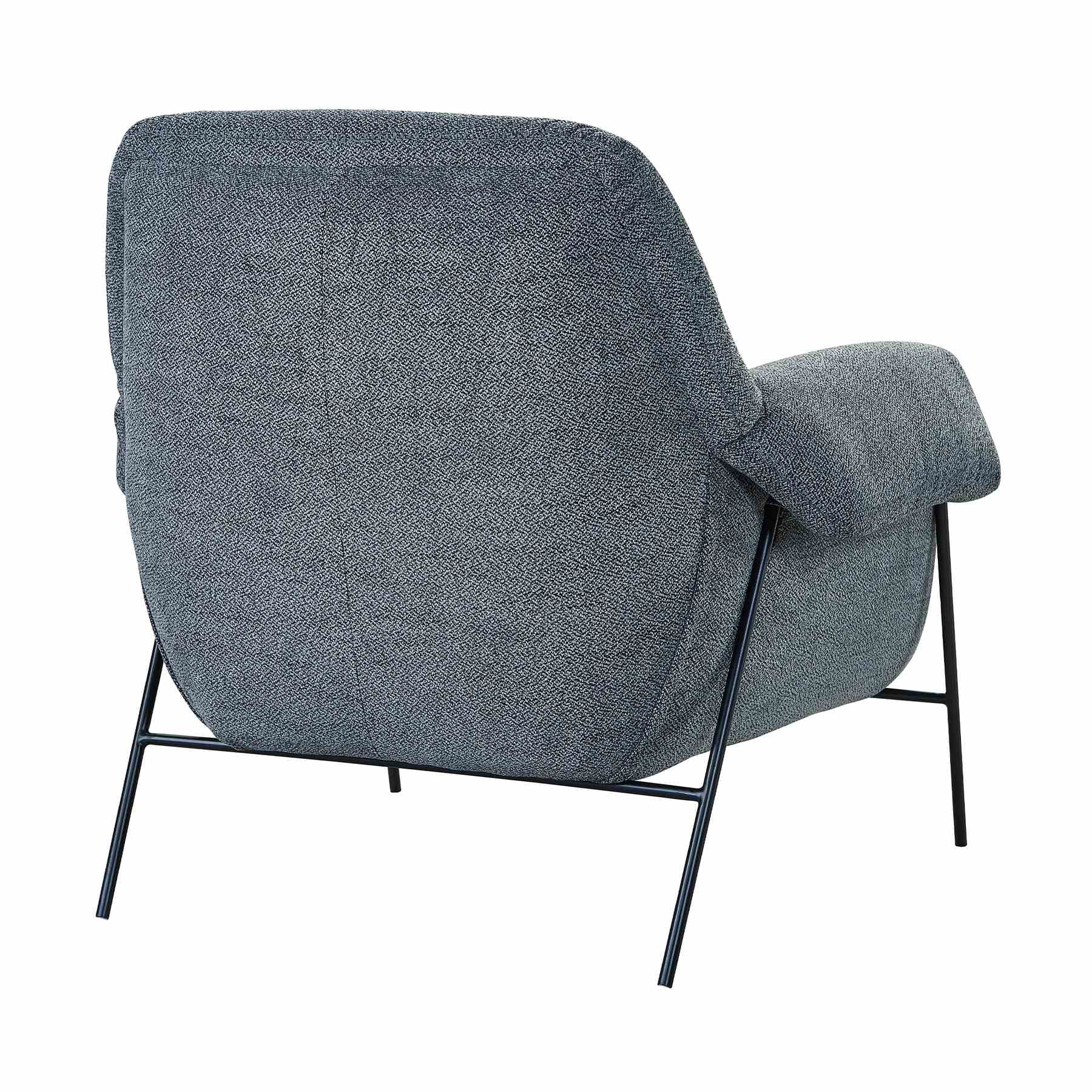 Elie Contemporary Accent Chair in Black Metal Finish and Pewter Fabric - Image 3