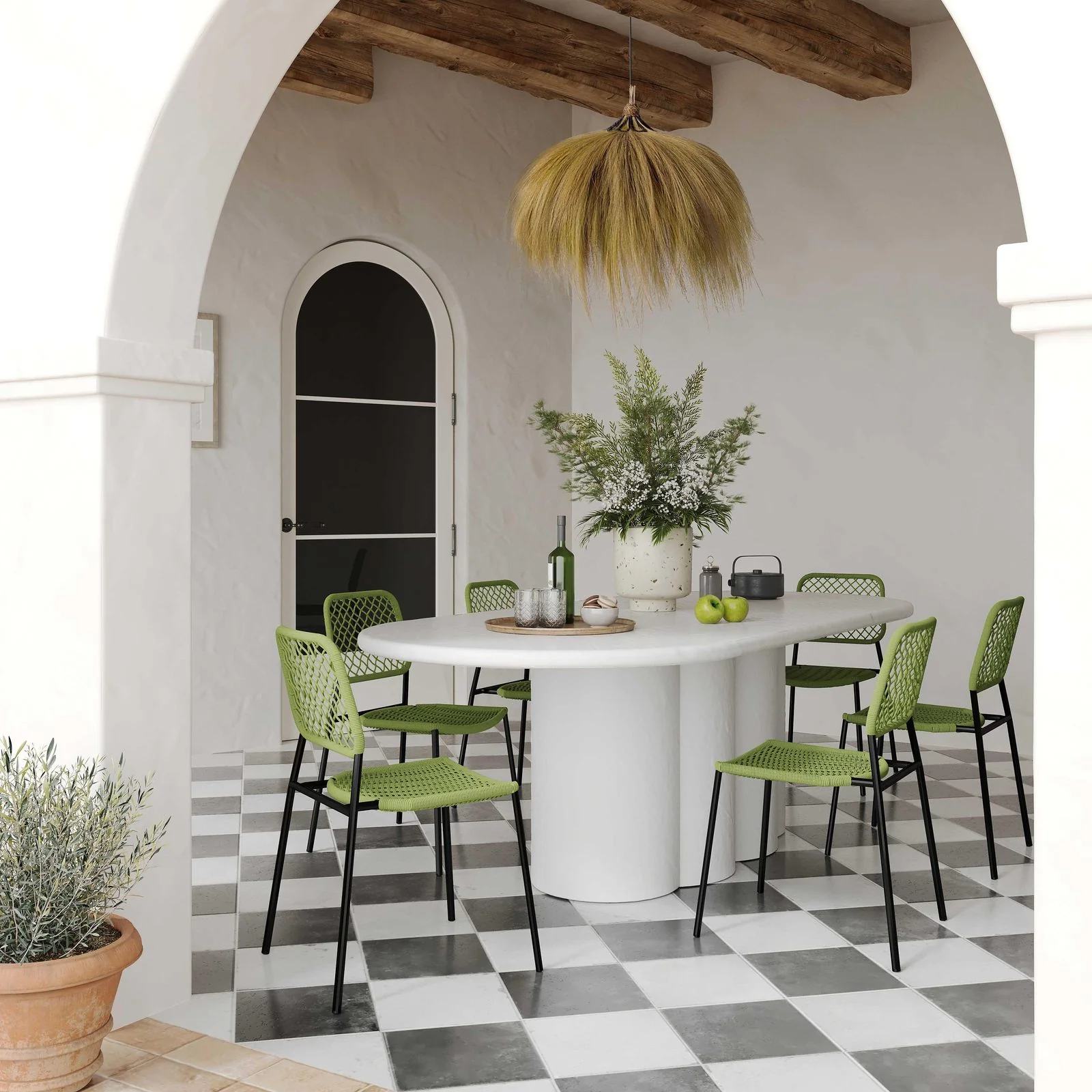 Elika White Faux Plaster Oval Dining Table - Image 2