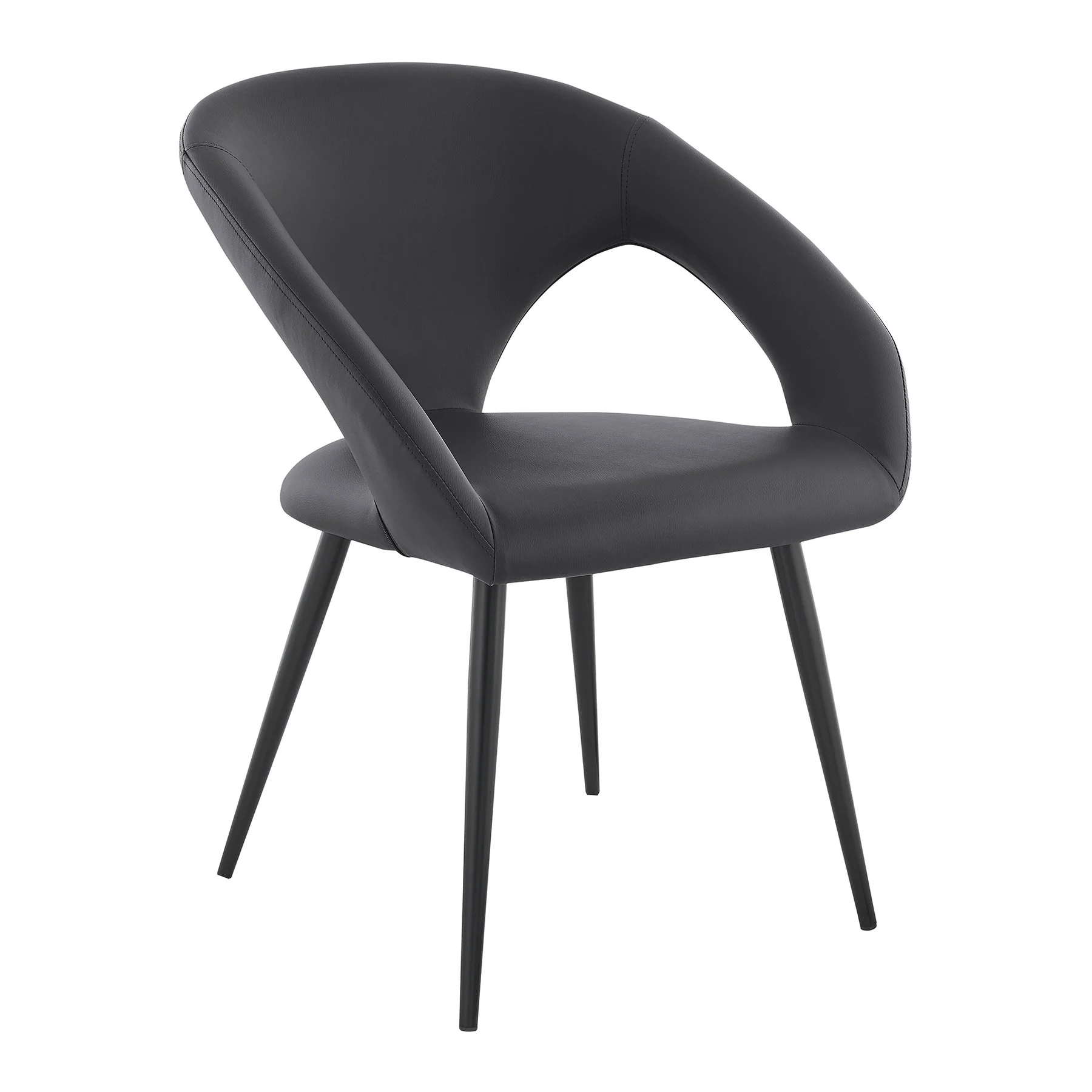 Elin Gray Faux Leather and Black Metal Dining Chairs - Set of 2 - Image 2