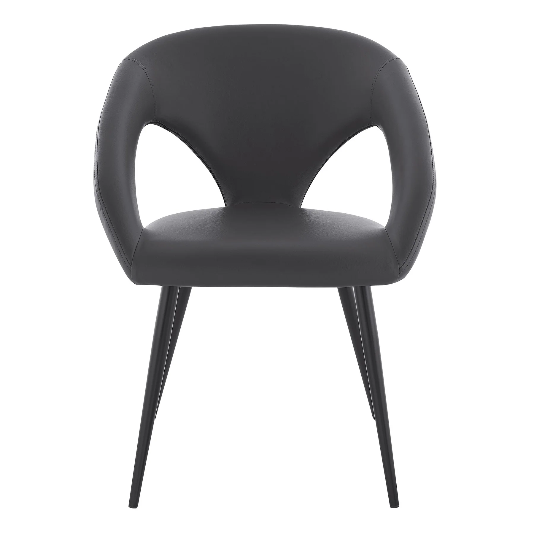 Elin Gray Faux Leather and Black Metal Dining Chairs - Set of 2 - Image 3