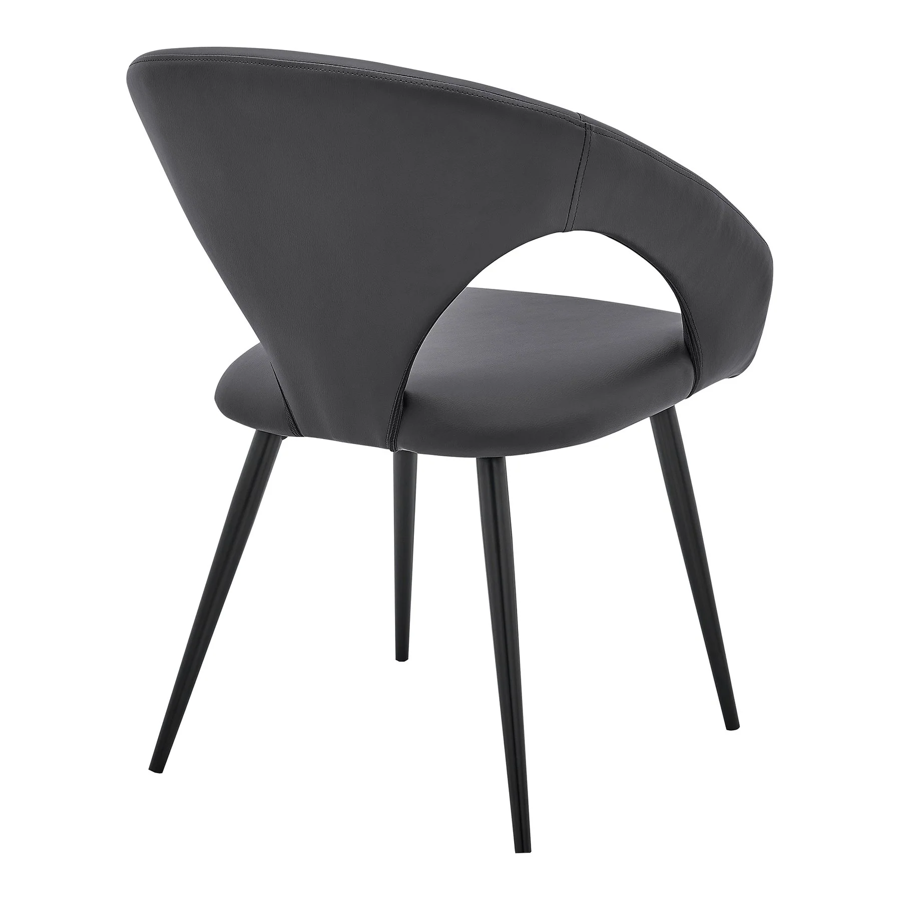 Elin Gray Faux Leather and Black Metal Dining Chairs - Set of 2 - Image 4