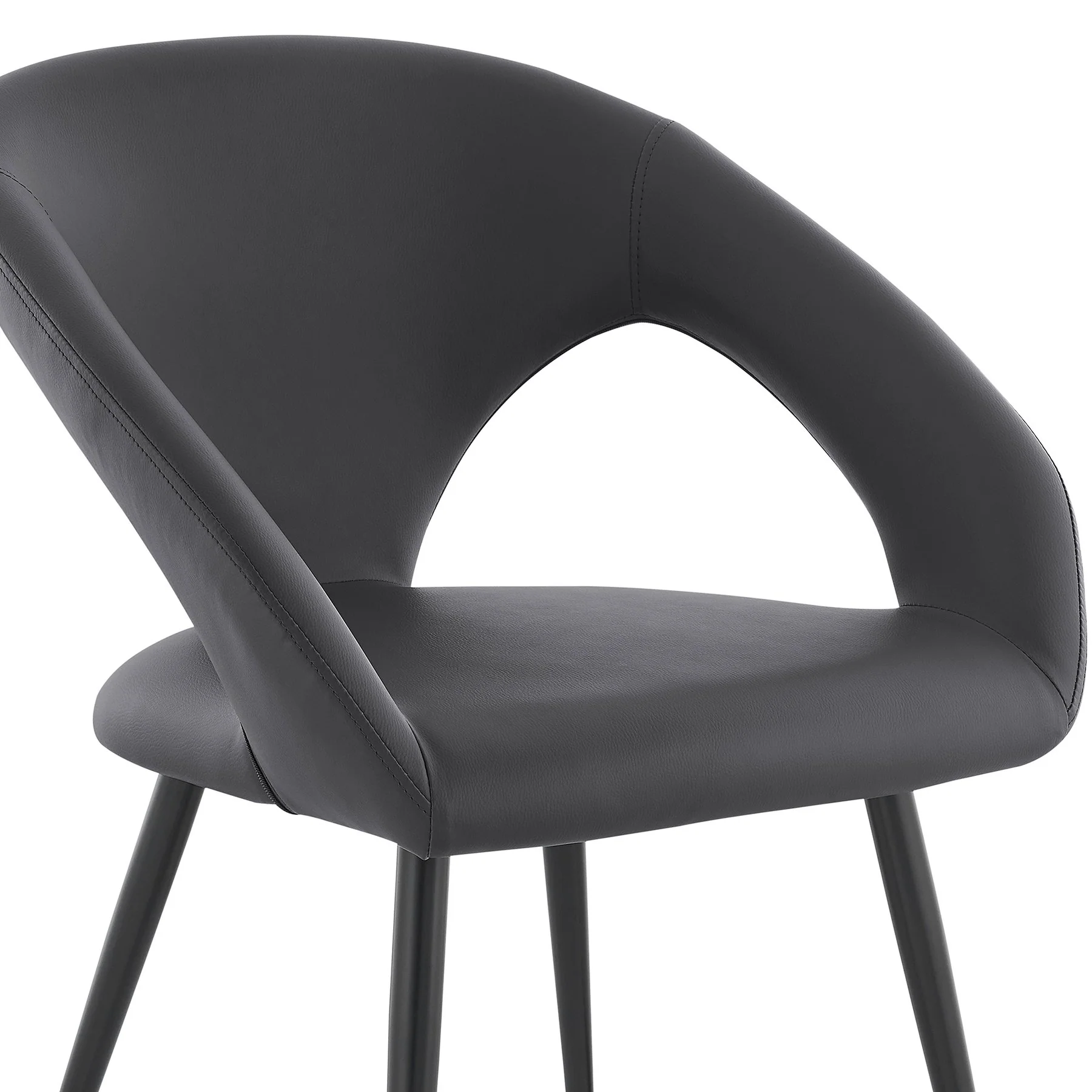 Elin Gray Faux Leather and Black Metal Dining Chairs - Set of 2 - Image 6