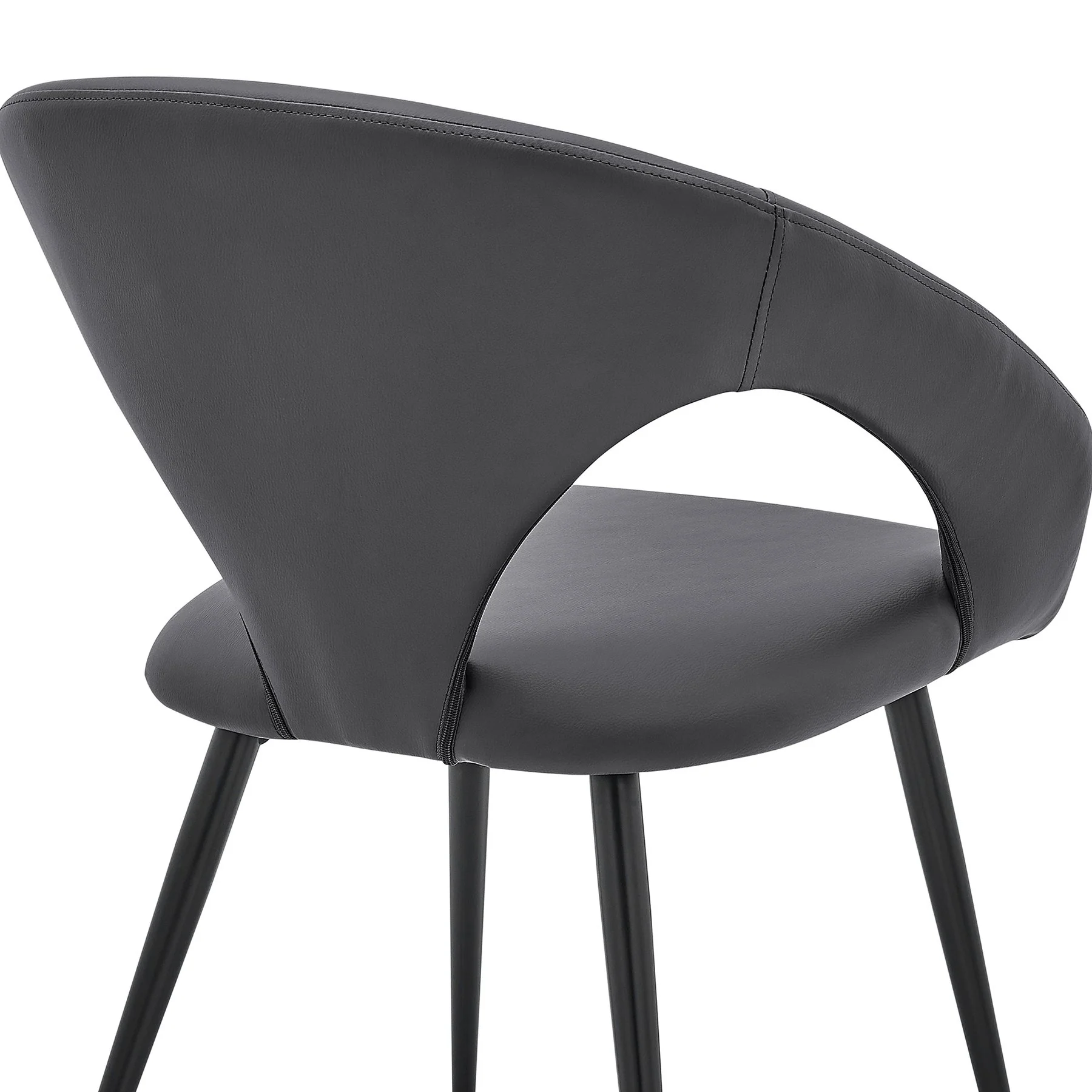 Elin Gray Faux Leather and Black Metal Dining Chairs - Set of 2 - Image 7