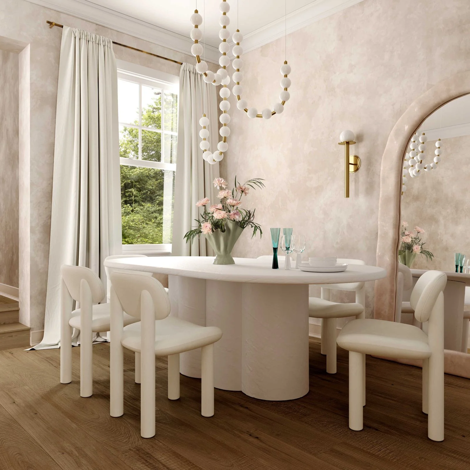 Elise Ivory White Performance Velvet Dining Chair - Image 2